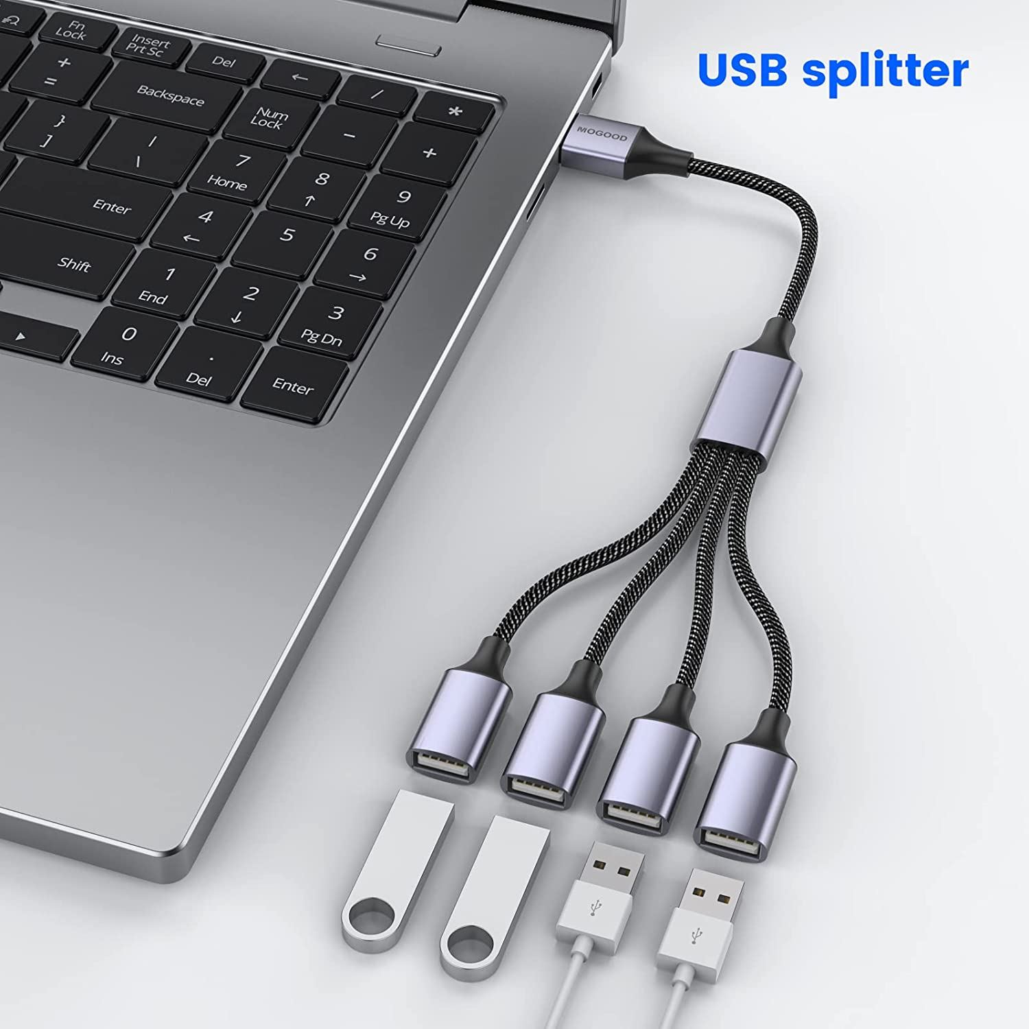 MOGOOD USB Splitter, 4 in 1 Cable Hub Adapter, Multi-Socket Converter with 4 Female Ports, Power Extension Cord for Pc/Car/Laptop/U Disk/Tv image number 4