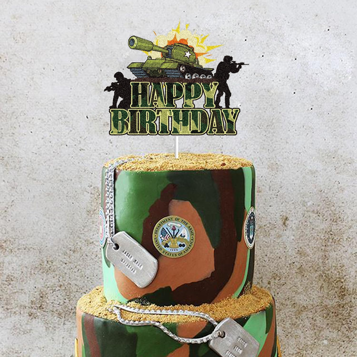 Happy Birthday Cake Topper Green Glitter, 6 Inch, 1 Count, Perfect for Birthday Parties image number 3