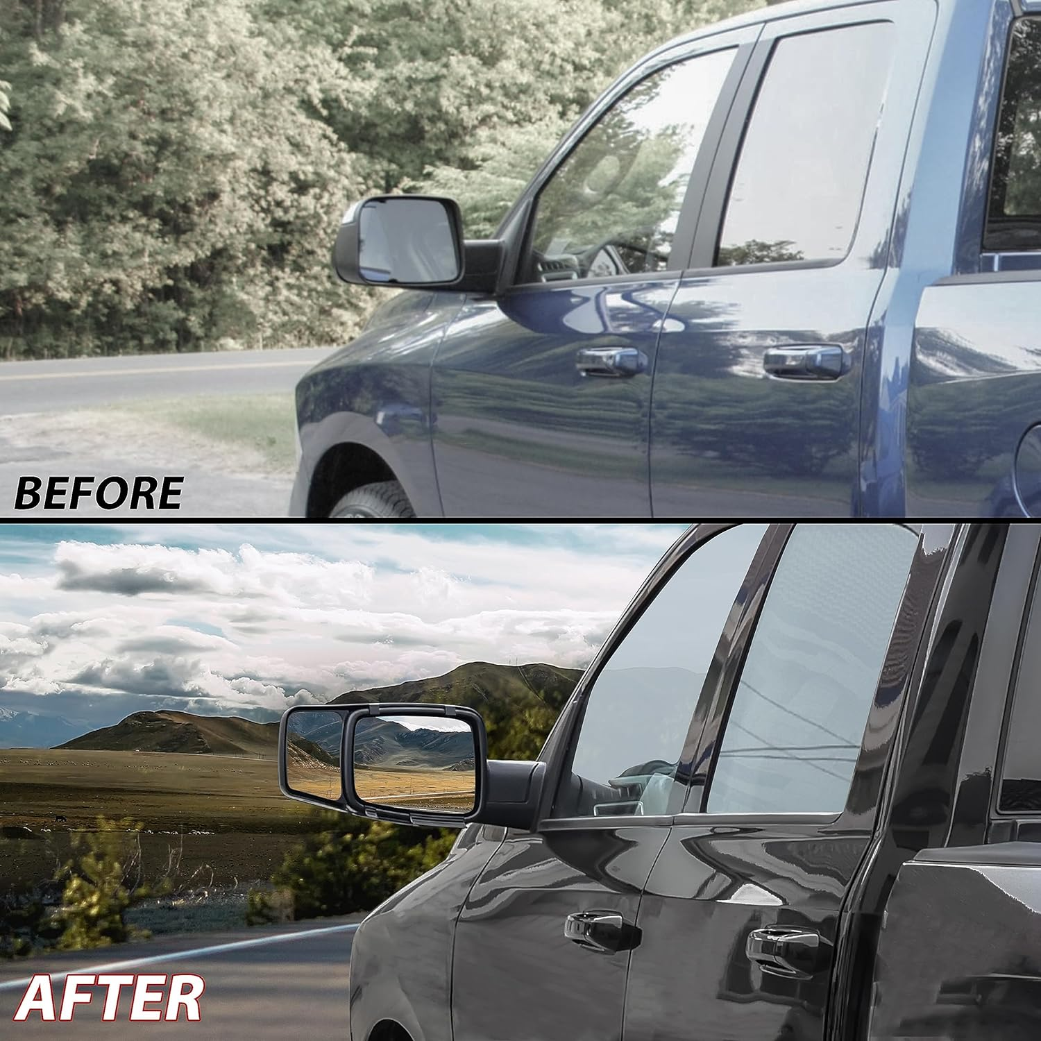 KEWISAUTO Clip on Mirror Extension for Ram 1500, Snap & Zap Towing Side Mirror Extensions Towing Clip on Exterior Rearview Mirror Extend Cover for 2009-2017 Dodge Ram 1500 2500 3500 Accessories image number 4