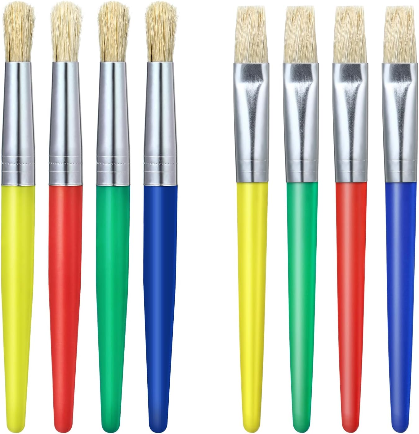 Kisangel 8Pcs Kids Paint Brushes Set - Toddler Paint Brushes Assorted round & Flat Tips for DIY Drawing, Art Crafting, School Party Supplies image number 1