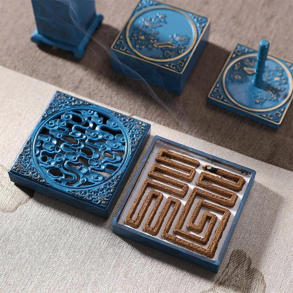 9 Pcs Incense Powder Burner Kit, Home Fragrance Accessory, DIY Backflow Tower Incense Cone Molds Home Yoga Brass Incense Tool Set, Indoor Ornament, Handicraft Gifts, for Meditation image number 2