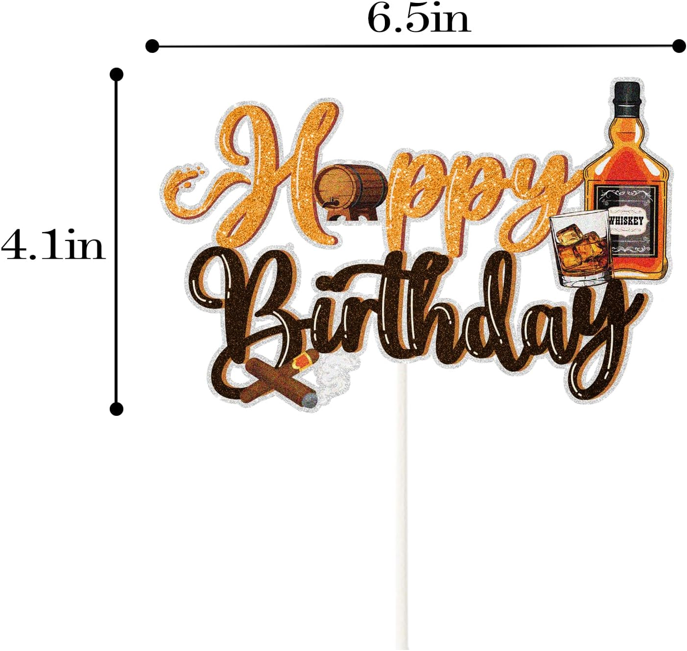 Whiskey Happy Birthday Cake Topper.Aged to Perfection Party Supplies,Vintage Whiskey Themed Cake Decor for Men 30Th 40Th 50Th Birthday Party Decorations image number 2