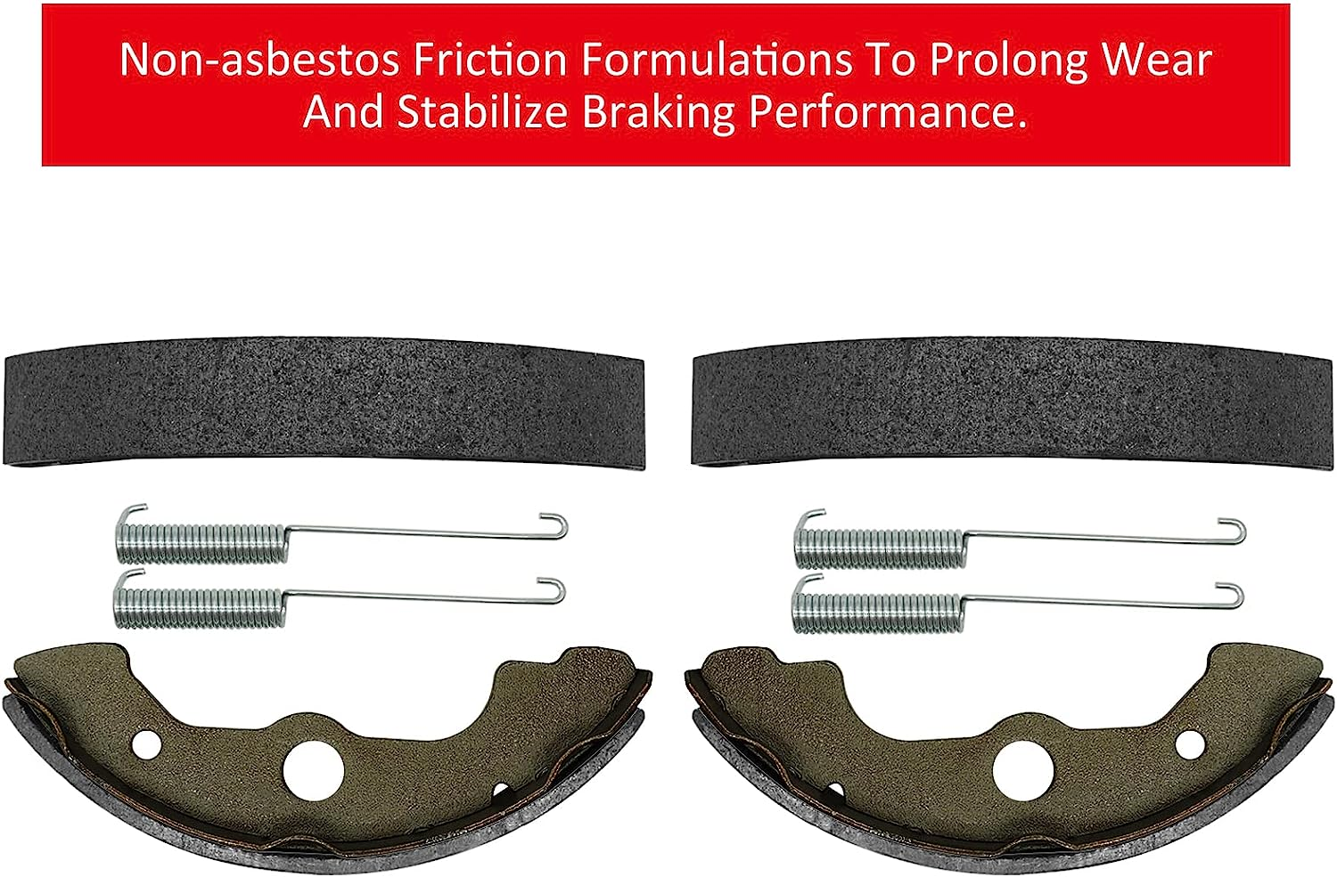 JAVIK Front Brake Shoes Springs Pins Kit for Honda TRX300FW 4X4, TRX350, TRX400, TRX450, TRX500, TRX650 Atvs (1988-2005) - Organic (Non-Asbestos) Material - 24 Items
