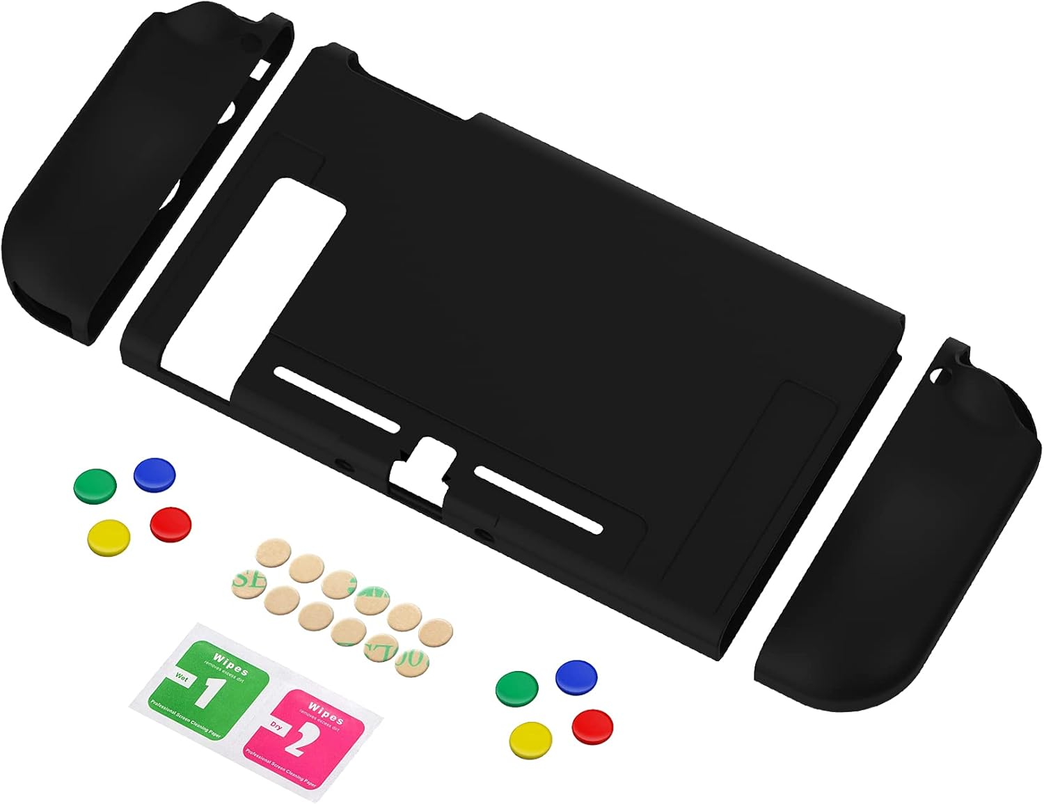 Playvital Black Protective Case for Nintendo Switch, Soft TPU Slim Case Cover for Nintendo Switch Console with Colorful ABXY Direction Button Caps image number 3