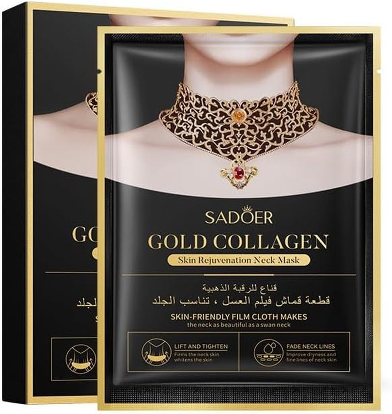 5 Patches Neck Wrinkle Pads - Anti-Aging Moisturizing & Gold Firming Neck Mask Patches, Skincare Beauty Patches, Neck Wrinkle Removal Firming Mask Pads Fine Line Prevention Nourish and Lift image number 4