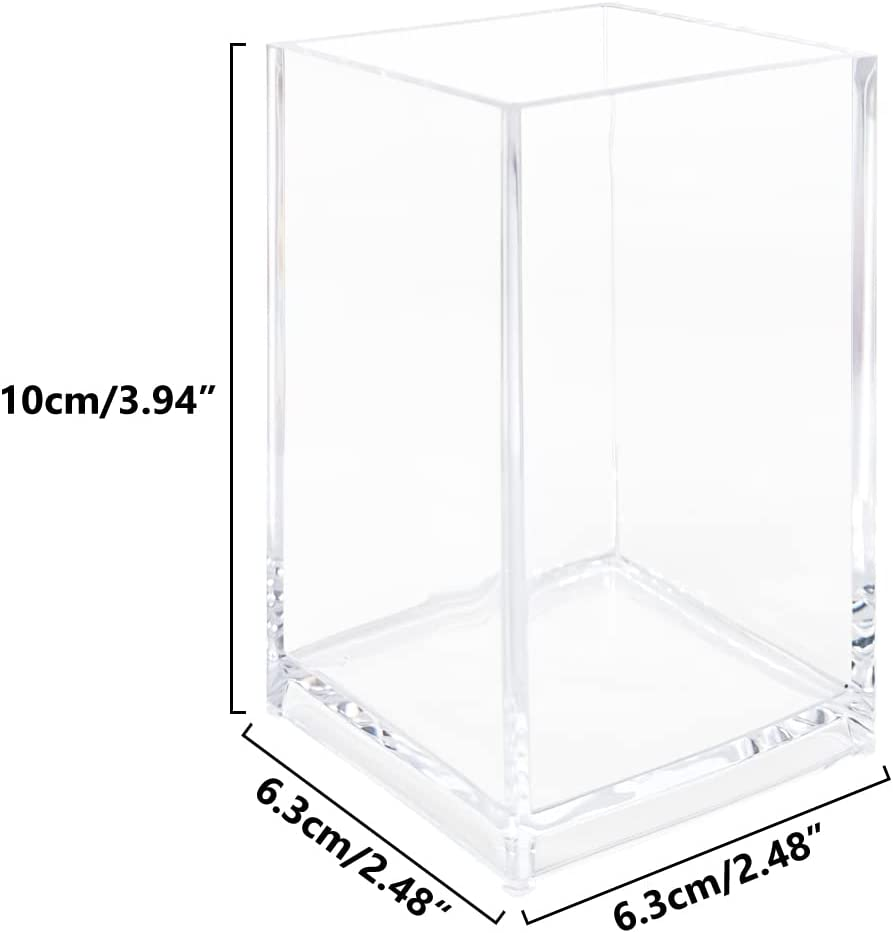 3 Pack Clear Acrylic Cosmetic Pencil Pen Holder Cup, Clear Makeup Brush Holder, Desk Acrylic Brushes Storage