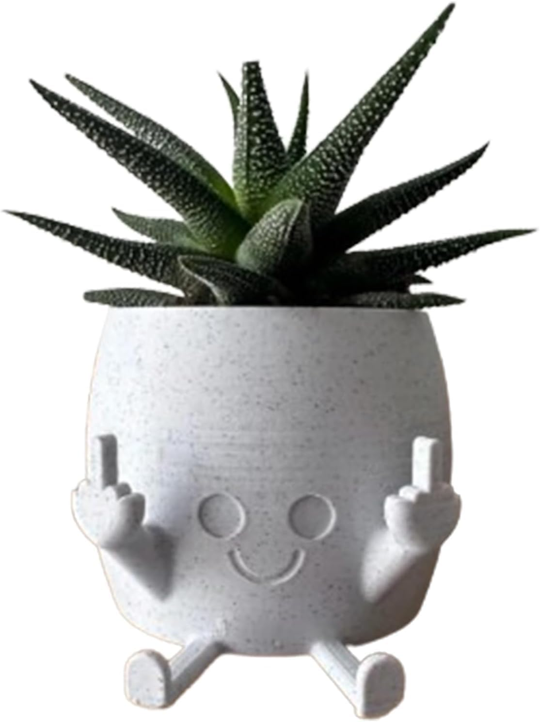 Smiling Plant Pot with Middle Fingers Up, Unique Cute Flower Pots for Succulents Middle Finger, Funny Expression Indoor Plant Pot for Plant Lover