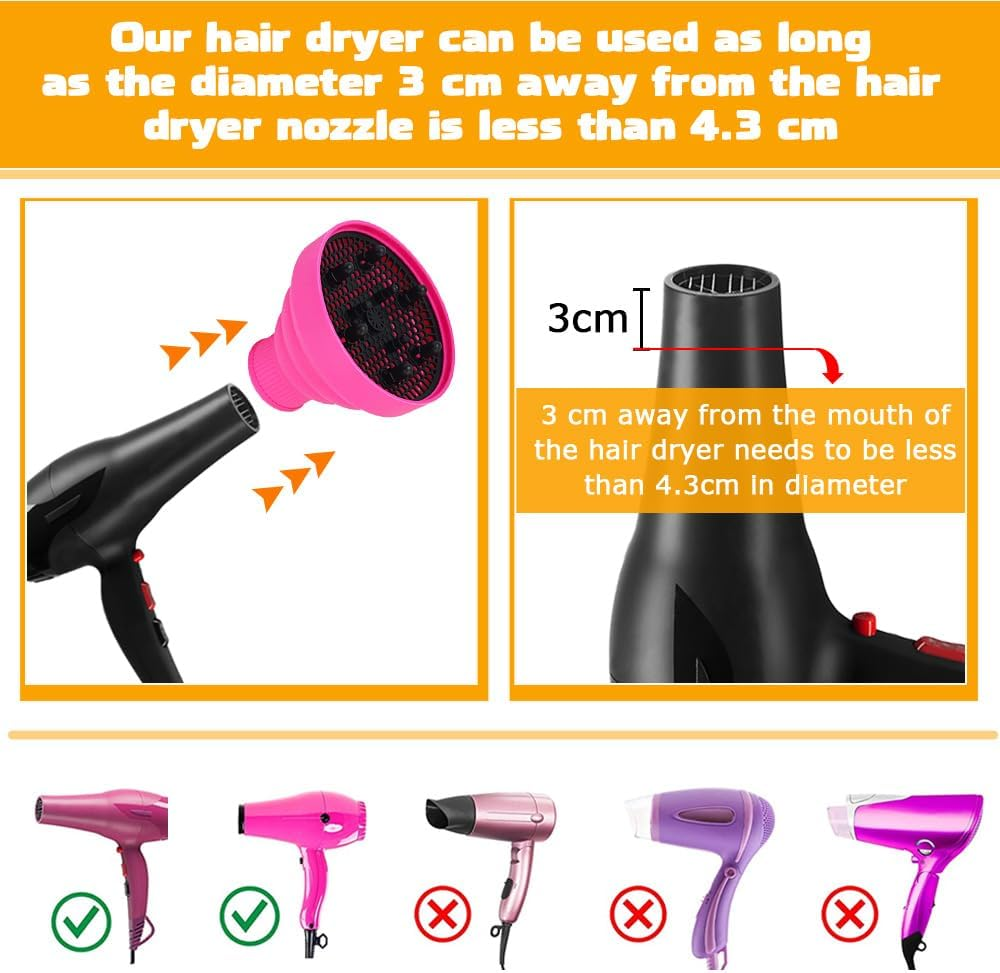 Diffuser Attachment Silicone Hair Dryer Diffuser Foldable Hair Dryer Attachment Curls Universal Diffuser Hair Dryer Portable Diffuser Hair Dryer Pink Hair Diffuser Attachment for Most Hair image number 5