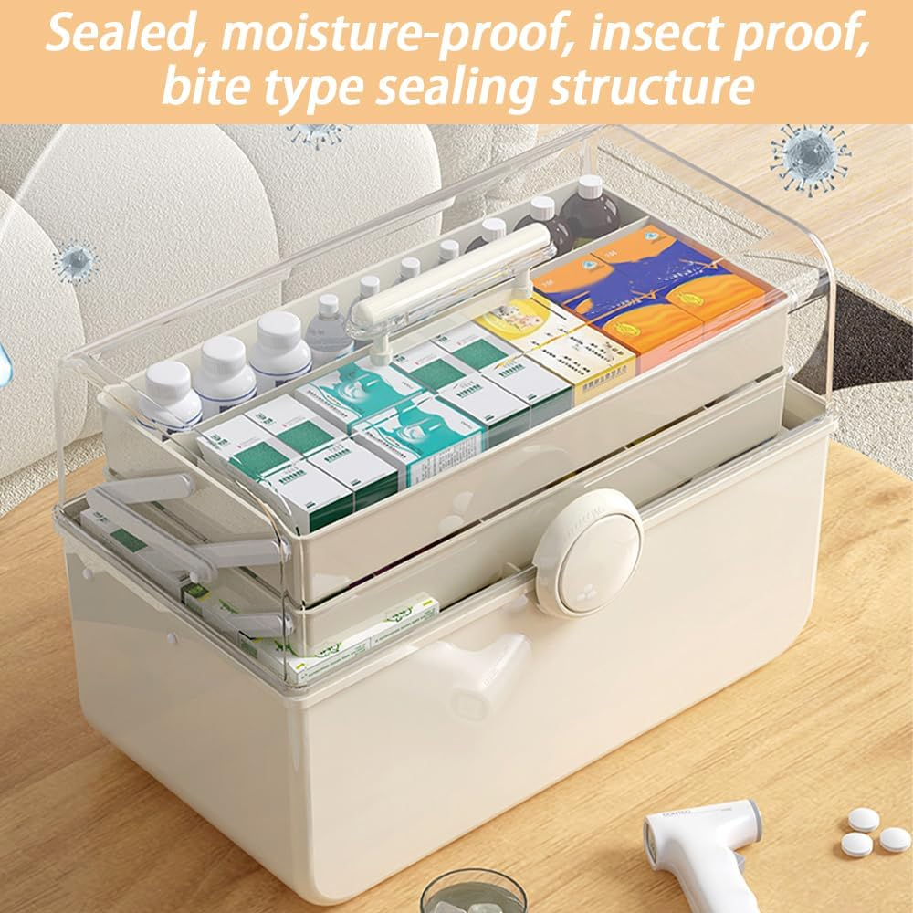 3-Layer Plastic Dividing Storage Box, Multifunctional Plastic Tool Box with Handle for Sewing, for Sewing, Makeup, Medicine, Nail, Hair Accessories for Kids, 35*19*23 Cm image number 6