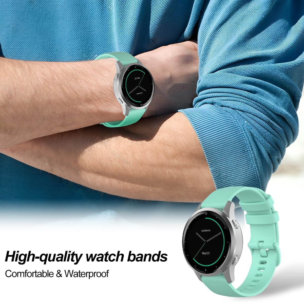 (3 Pack)T Tersely Compatible for Garmin Venu 4 45Mm/3/Forerunner 265 /Vivoactive 4 45Mm / Forerunner 255 /Forerunner 255 Music/ Venu 2, 22Mm Silicone Straps Sport Watch Band Quick Release Strap for Garmin Smartwatch image number 2