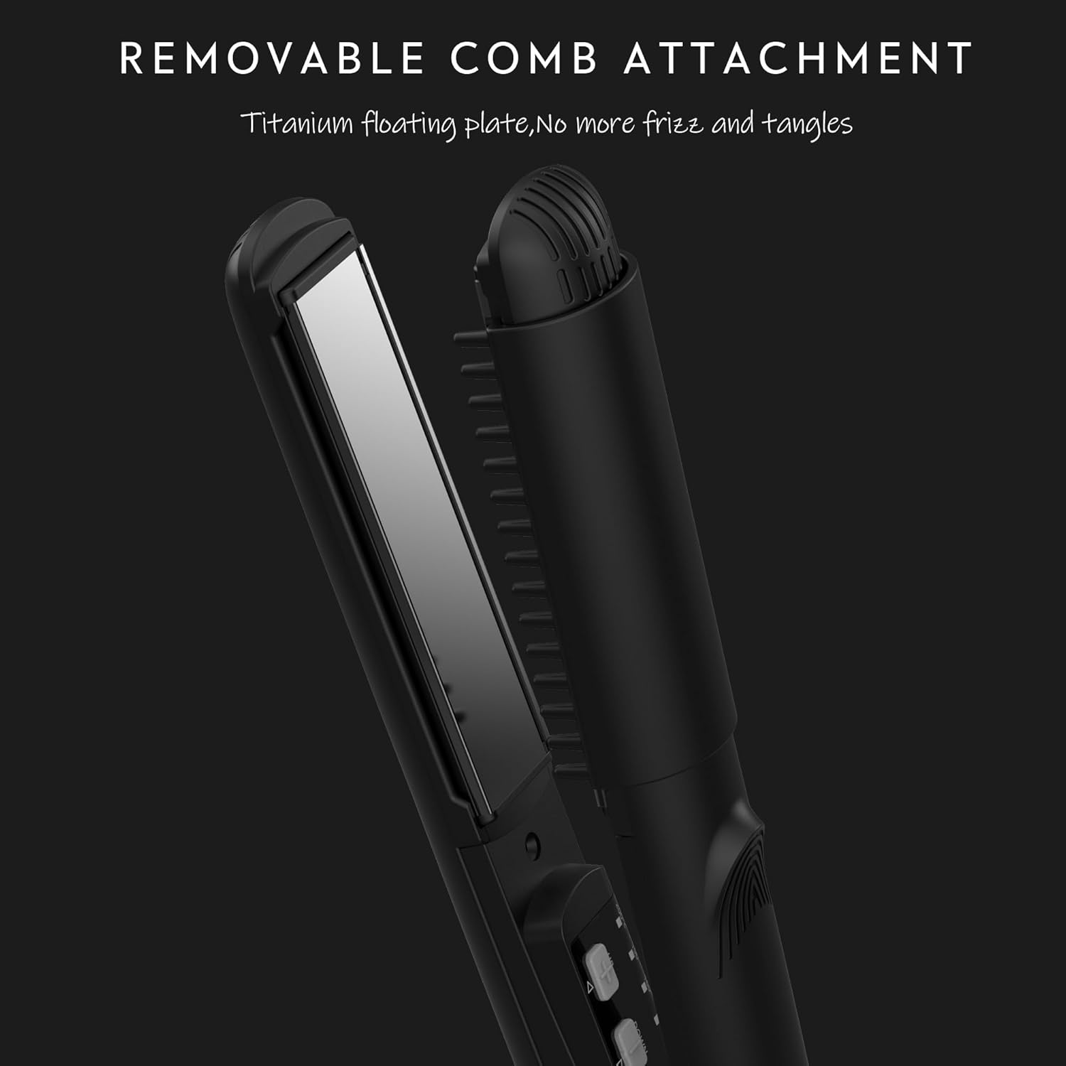 AINA Hair Straightener Brush, Flat Iron | Titanium Plates Dual Voltage Hair Straightening Curling Iron 2 In1 | Resolve Tangled Frizz (Black) image number 2