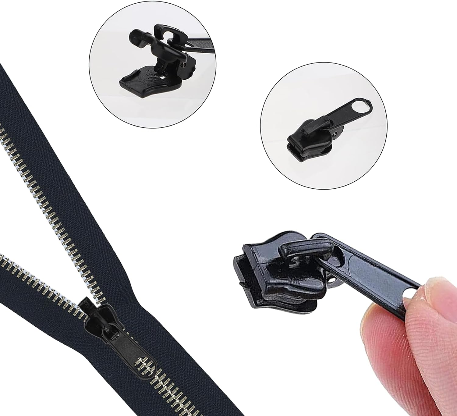 12Pcs/Set Fix Zip Puller, Zipper Fixer Detachable Zipper Repair Kit, Instant Zipper Tabs Pull Replacement Slider for Jacket Coat Luggage Backpack image number 2