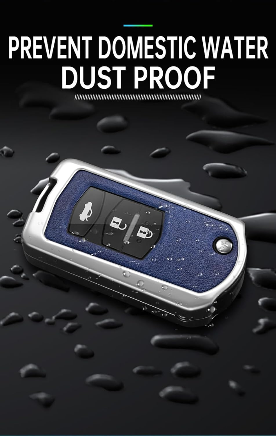 Folding Car Key Case Key Cover Zinc Alloy Leather Keychain Fit for It for Mazda 2 3 5 6 CX5 CX7 CX9 RX8 M6 MX5 Key Shell Protection Covers 2 3 Buttons Key Fob Holder Cover Keyring Silvery-Black image number 5