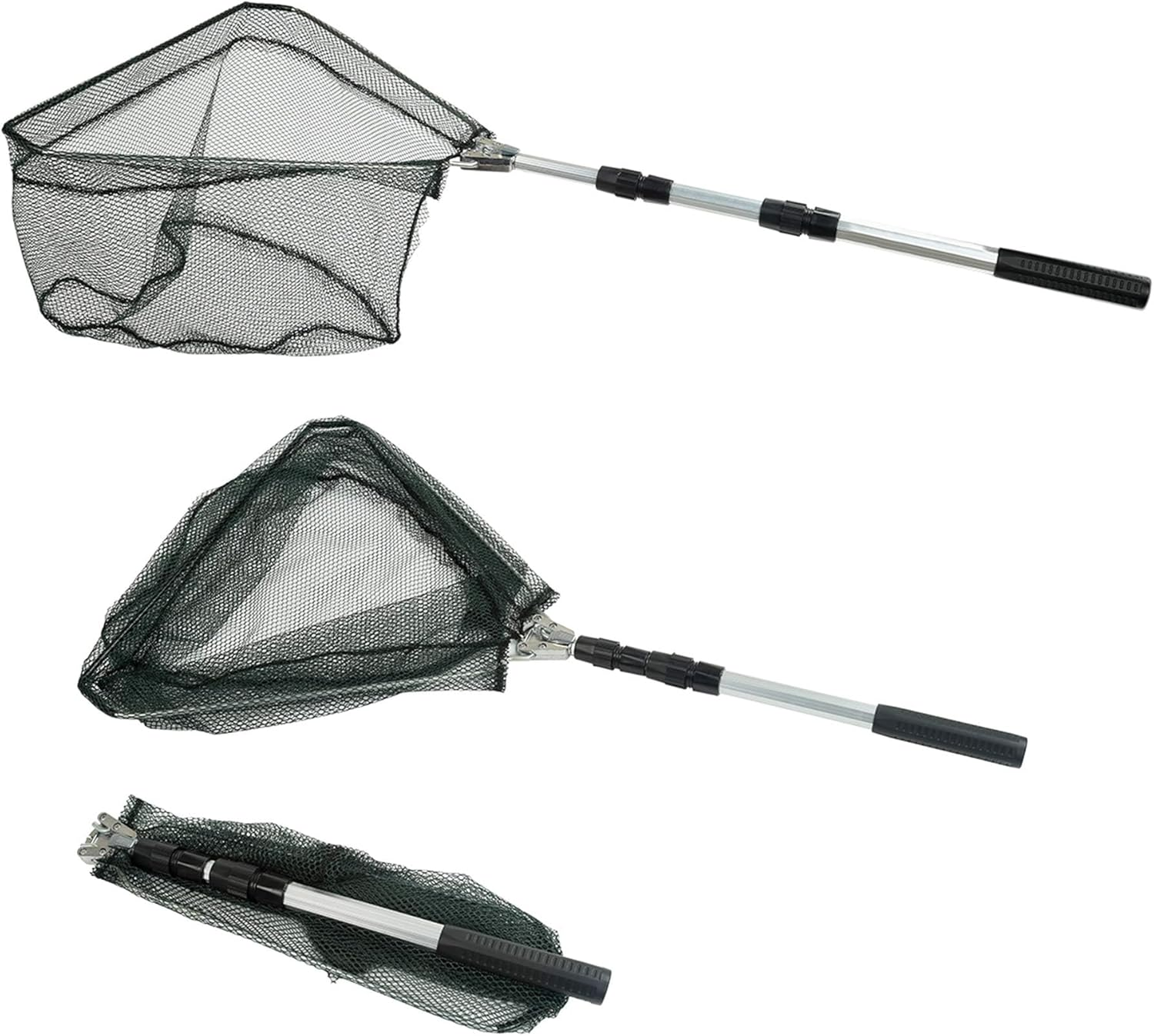 Folding Fishing Net, Telescoping Landing Net Collapsible Freshwater Easy Transportation & Storage Folding Fishing Net for Kayak, Salmon, Fly, Catfish, Trout Fishing.Pole Handle Extends to 50 Inches
