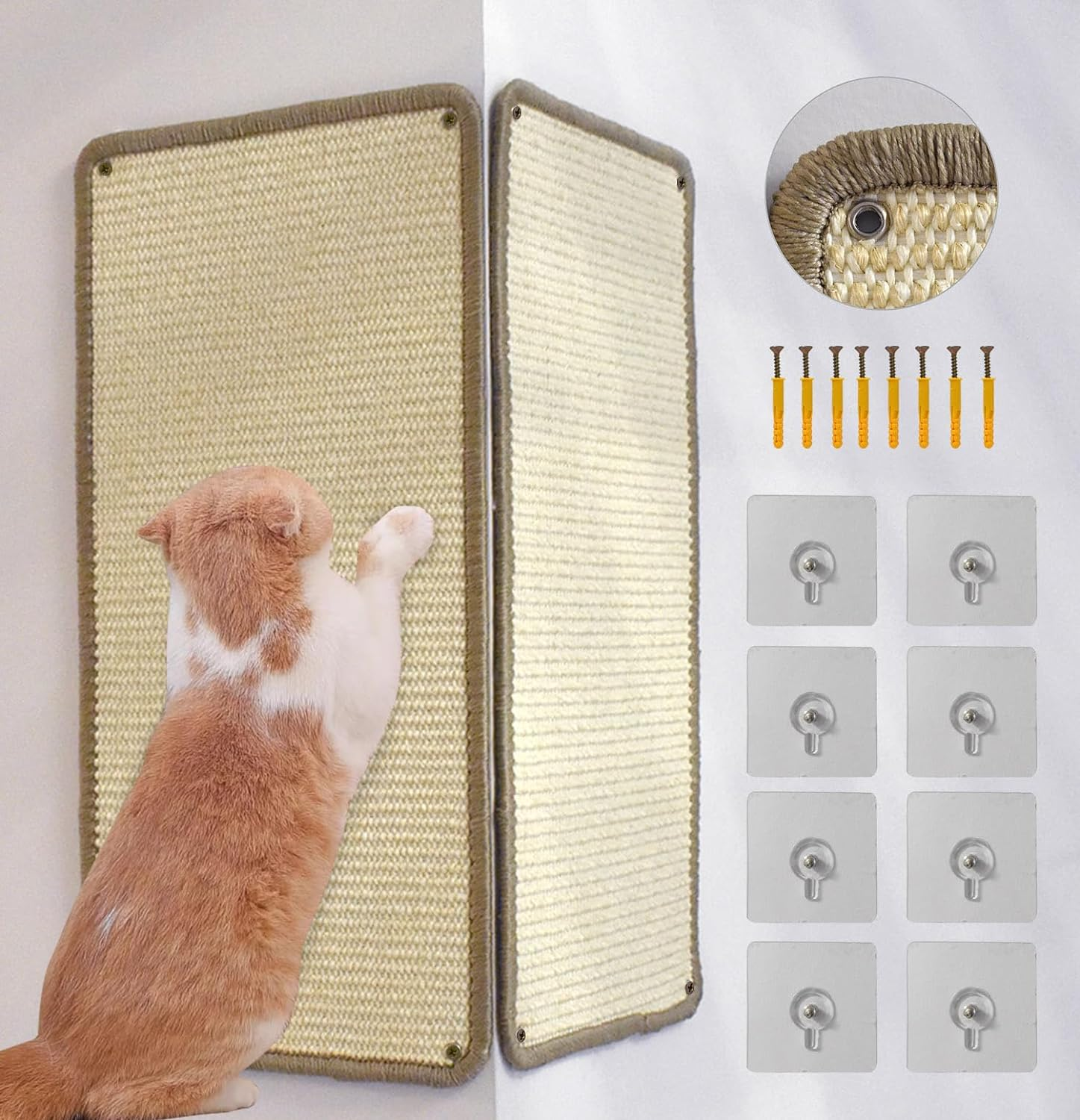 2 Pcs[56X28Cm] Cat Scratcher Mats Wall Mounted,Sisal Cat Scratching Pad,Cat Scratch Mat Rug,Anti-Slip on the Floor image number 4