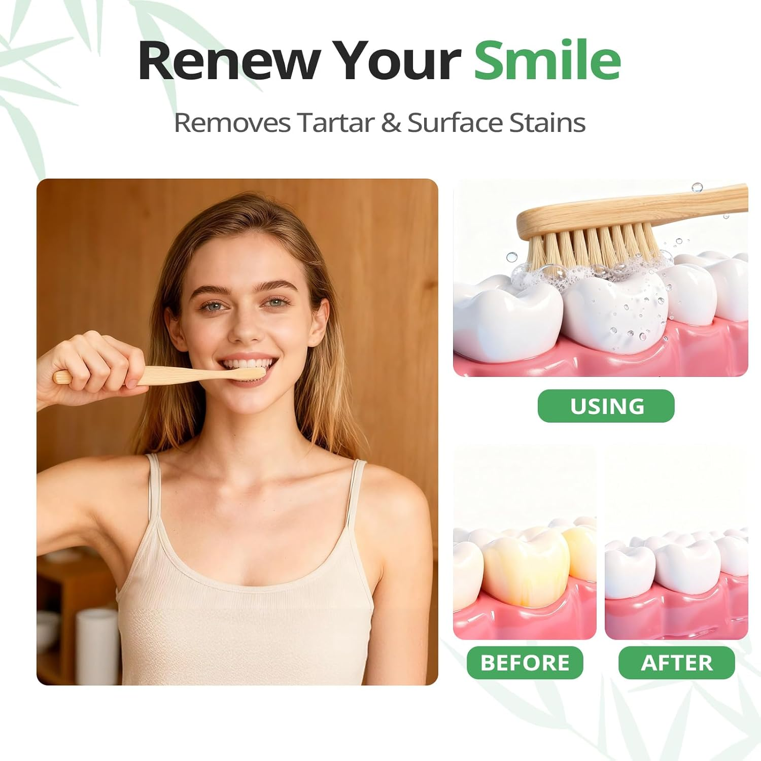 GENKENT 12 Counts Bamboo Toothbrushes Natural Bamboo Charcoal Tooth Brush with BPA Free Soft Bristles in Eco Friendly Color Bristle Wood Tooth Brushes Recycled Biodegradable image number 5