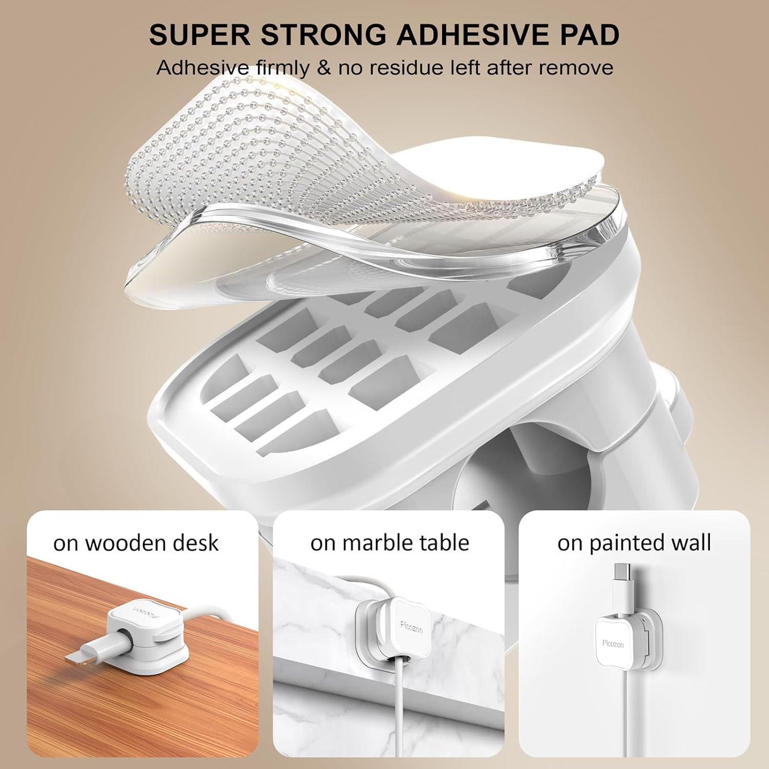 12 Pack Magnetic Cable Clip Organizer Cord Holder, Picozon Adhesive Cable Management, Wire Phone USB Charger Cable Holder Keeper Organizer for Car, Office Home Desktop, Wall, Night Table image number 2