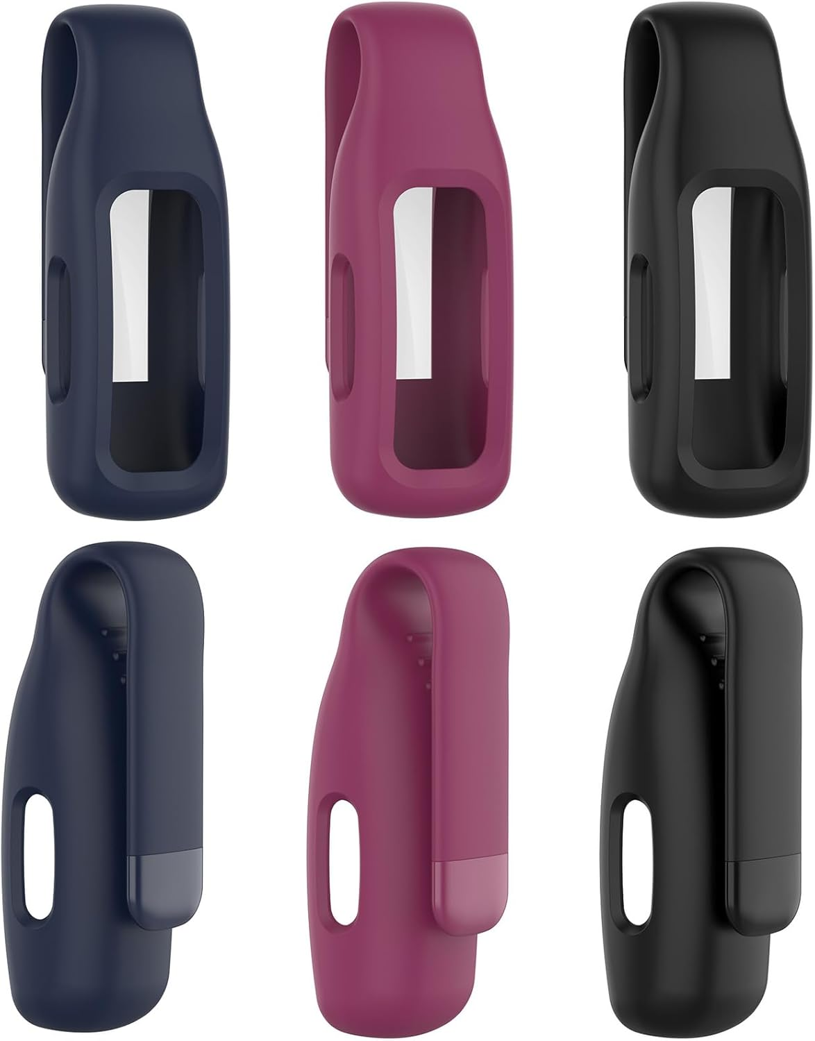 3 Pack Clip Case Replacement for Fitbit Ace 3/Inspire 3/2, Soft Silicone Comfortable All around Protection Cover Holder Accessory for Fitbit Smartwatch - Black+Blue+Red image number 1