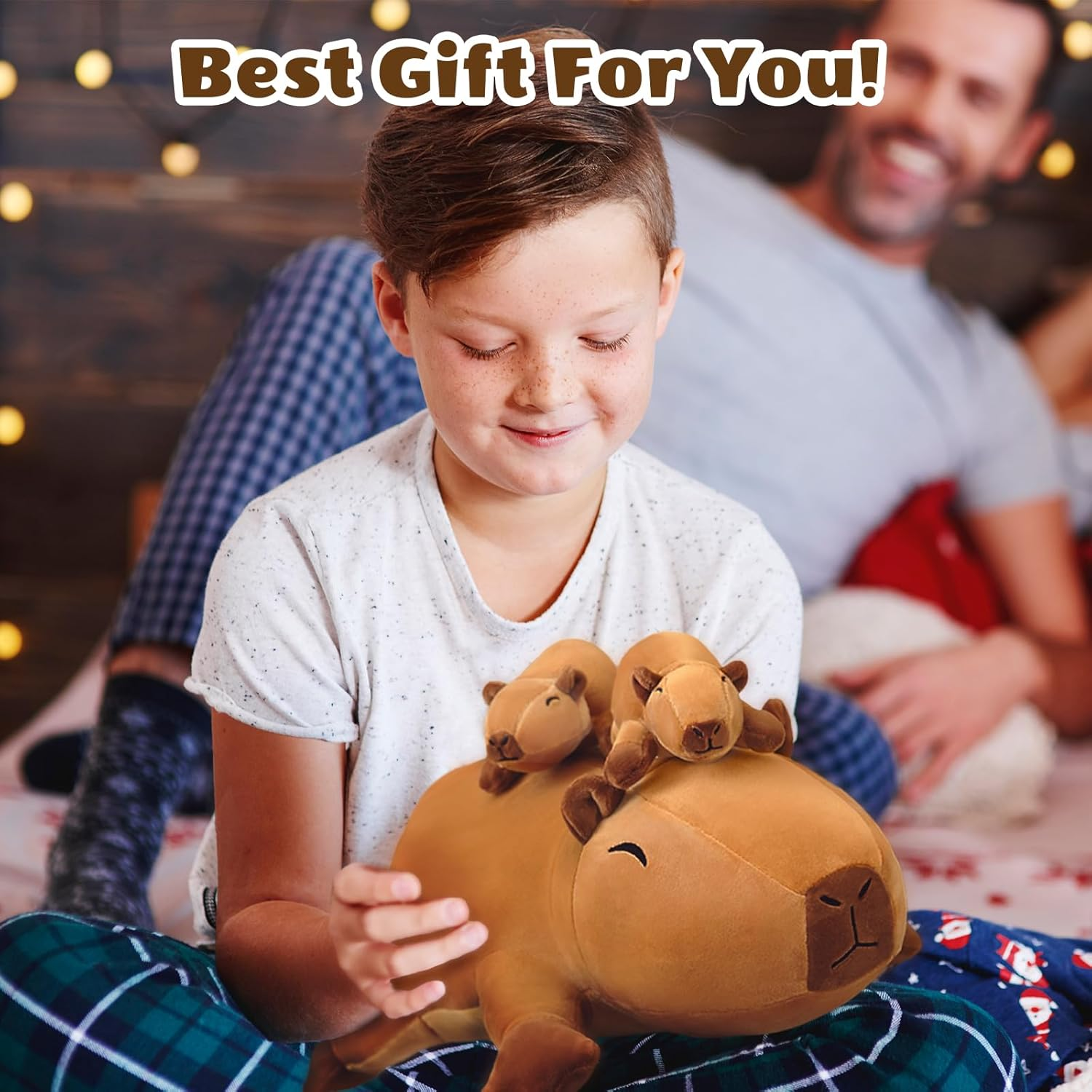 SQEQE Stuffed Capybara Plush - Cute Capybara Stuffed Animals Mommy with 4 Babies Surprise Soft Animal Toy Christmas, Valentine'S, Birthday Gifts Ideal for Boys and Girls image number 4