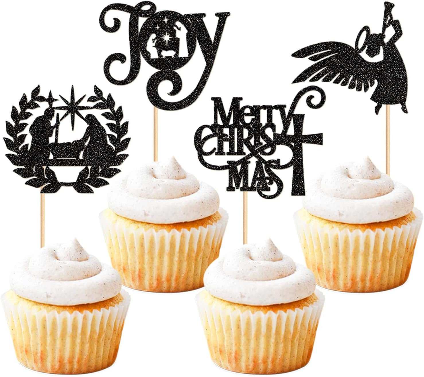 24PCS Jesus Christmas Cupcake Toppers Religion Christmas Theme Cupcake Picks Baby Shower Pray Chirstmas Decoration Party Decoration