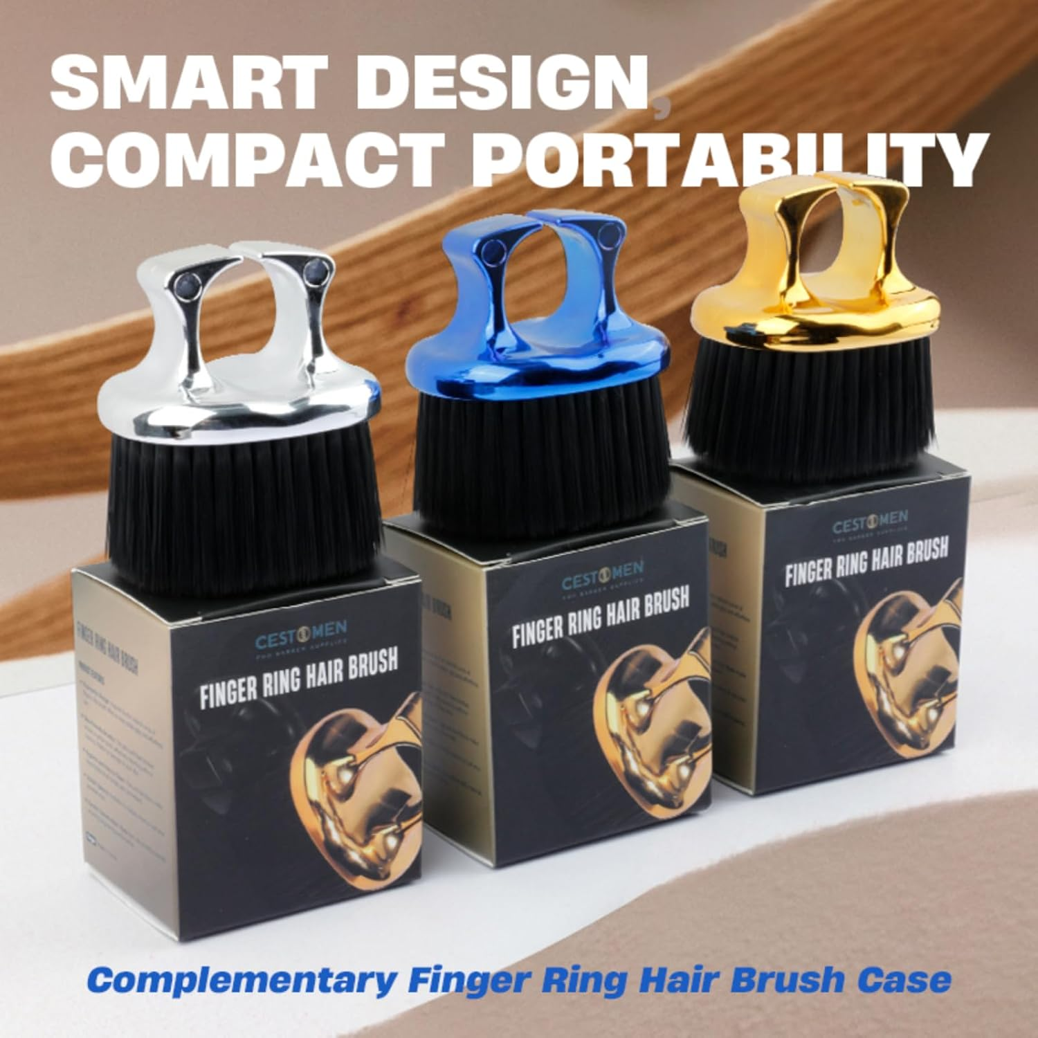 Knuckle Brush for Barbers, Barber Fade Brush Barber Beard Brush Soft Bristles for Men Beauty Salons Home Use (Gold) - Gold image number 6