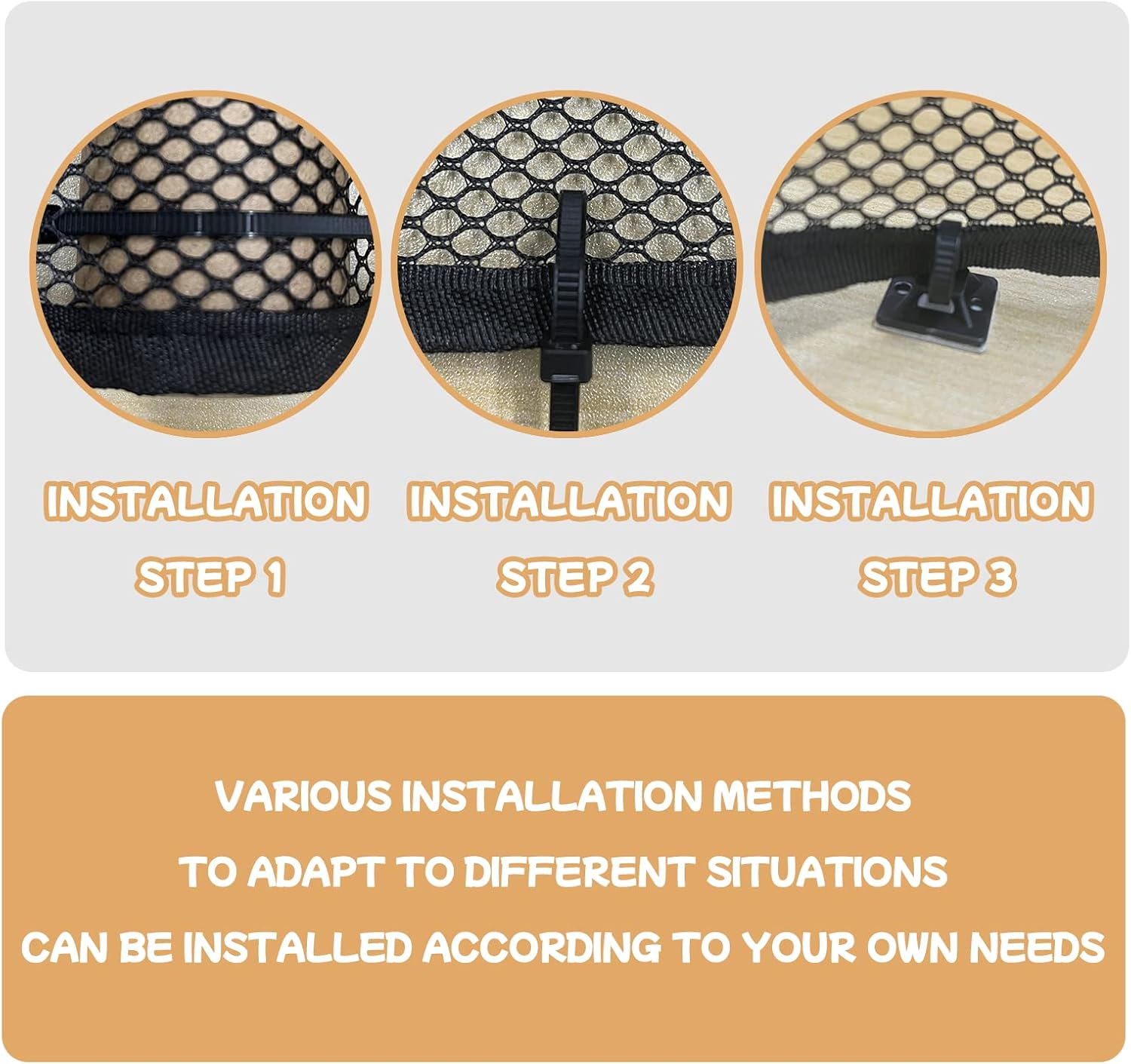 Stair Netting Child Safety Net, Baby Gate for Stairs with No Drilling, Stairway Net, 16.4 Ft L X 2.56 Ft H, Banister Guard, Balcony Banister Stair Net for Child, Small Pet,Toy- Indoor & Outdoor(Black) image number 3