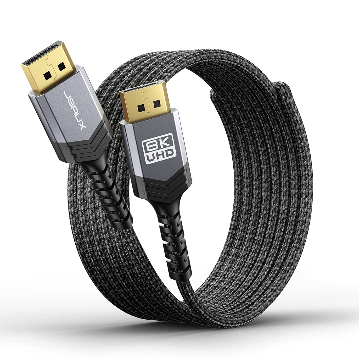 JSAUX Displayport Cable 1.4 3M, 8K DP Cable | 8K@60Hz, 4K@144Hz, 2K@240Hz 2K@165Hz | HBR3, 32.4Gbps, HDR10, Freesync, G-Sync for Gaming Monitor Graphics 3090 4090 Pc-Grey image number 3