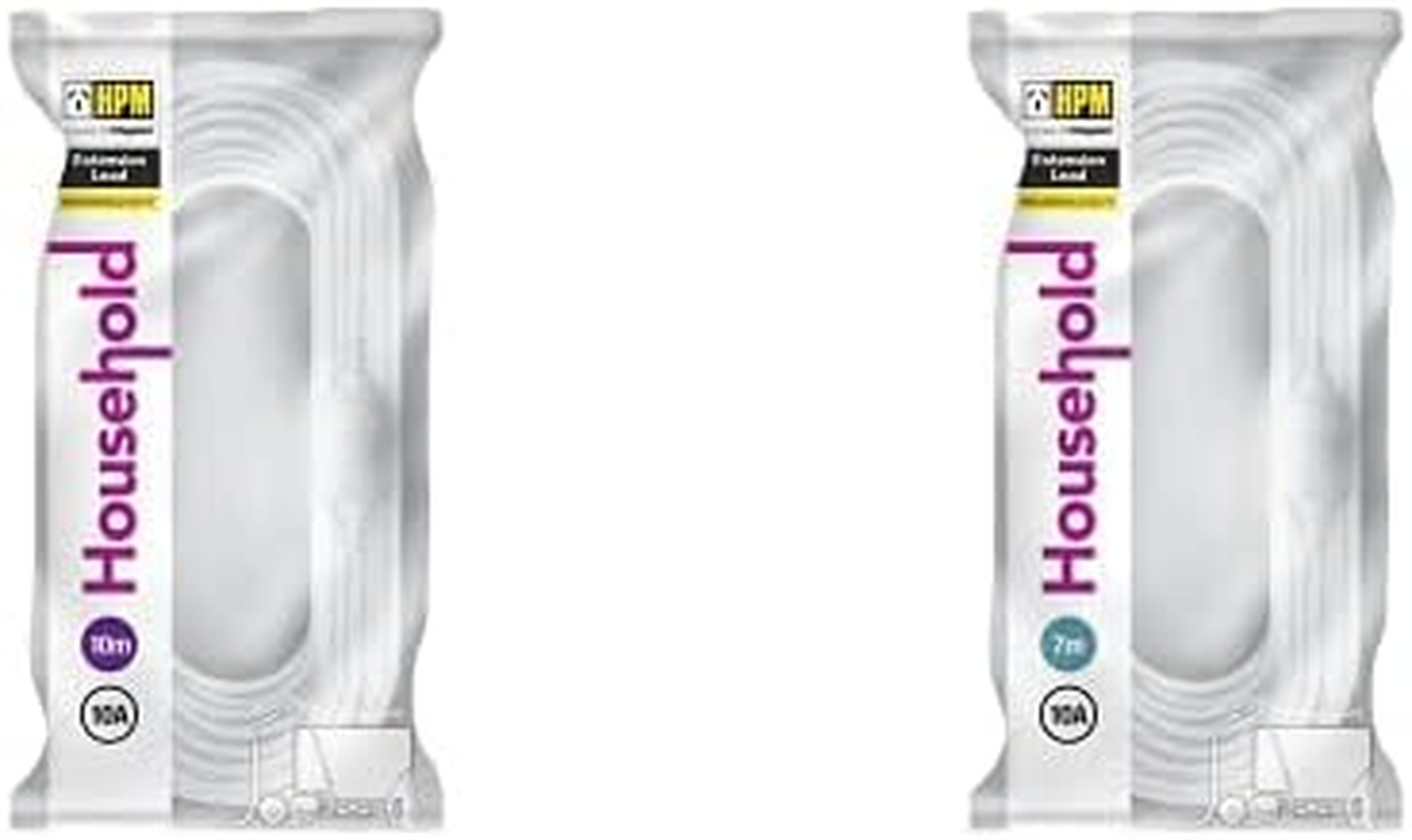 HPM Household Duty Extension Lead White 10M + Household Duty Extension Lead White 7M