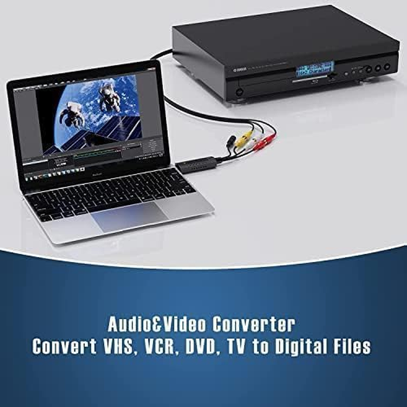 VHS to Digital Converter, USB Video Capture Card, Video Capture Device, RCA to USB Converter,Convert VHS VCR Hi8 Mini DV to Digital/Dvd,For Tape Player Camcorder Camera PC Tv,Windows Mac OS Compatible image number 5