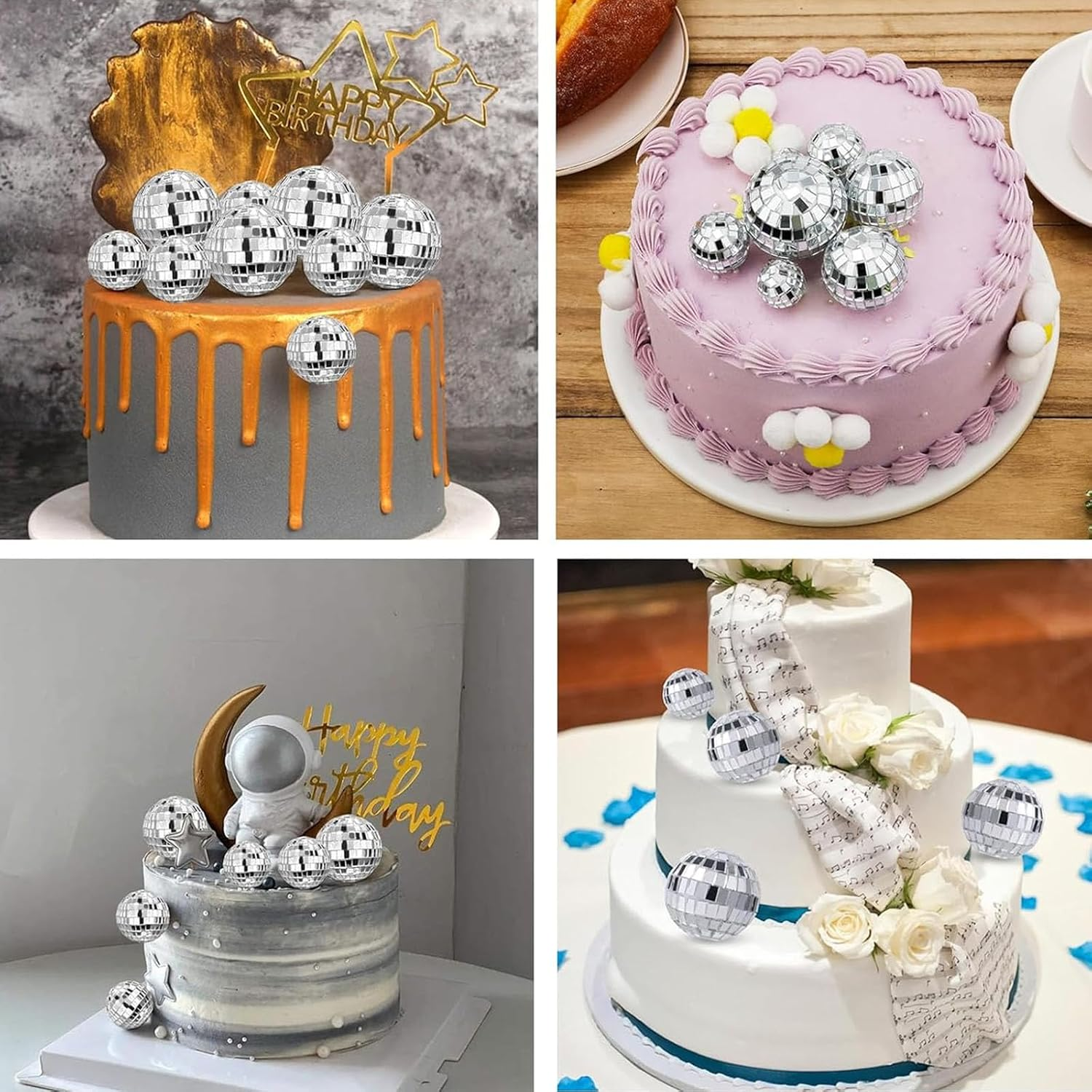 30PCS Mirror Disco Ball, 4 Sizes Disco Ball Decoration for Cake Party Wedding Home Decoration, Stage Props, Christmas Xmas Tree Ornament image number 3