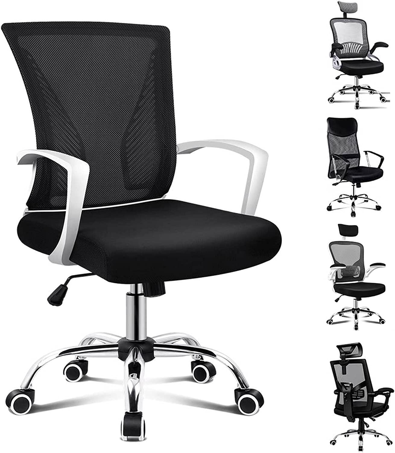 ALFORDSON Mesh Office Chair with Sgs-Approved Gas-Lift and 120&deg; Tilt, Mid Back Executive Computer Desk Chair, Fabric Seat Gaming Racing Chair, Max 180Kg Loading(Ford Black) image number 3