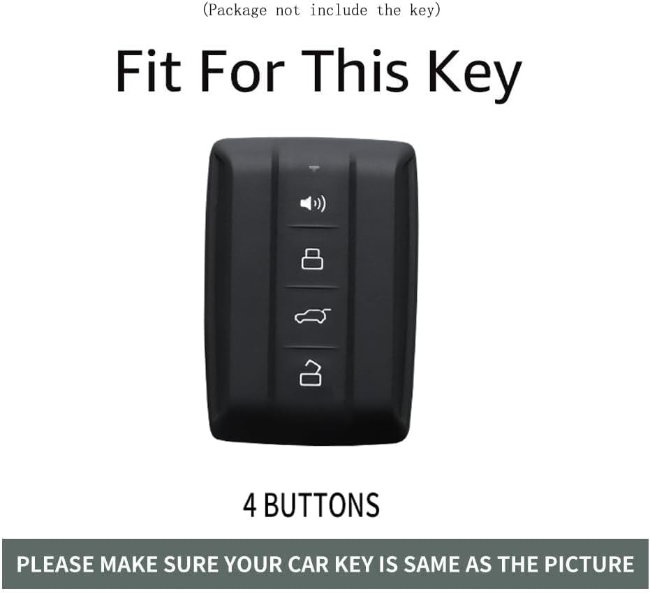 Ontto Metal Car Key Fob Cover Fit for Great Wall GWM WEY Tank 300 500 Tank300 Tank500 Smart Key Case Keyring Silicone Key Shell Holder Bag Keychain Accessories 4 Buttons Black A