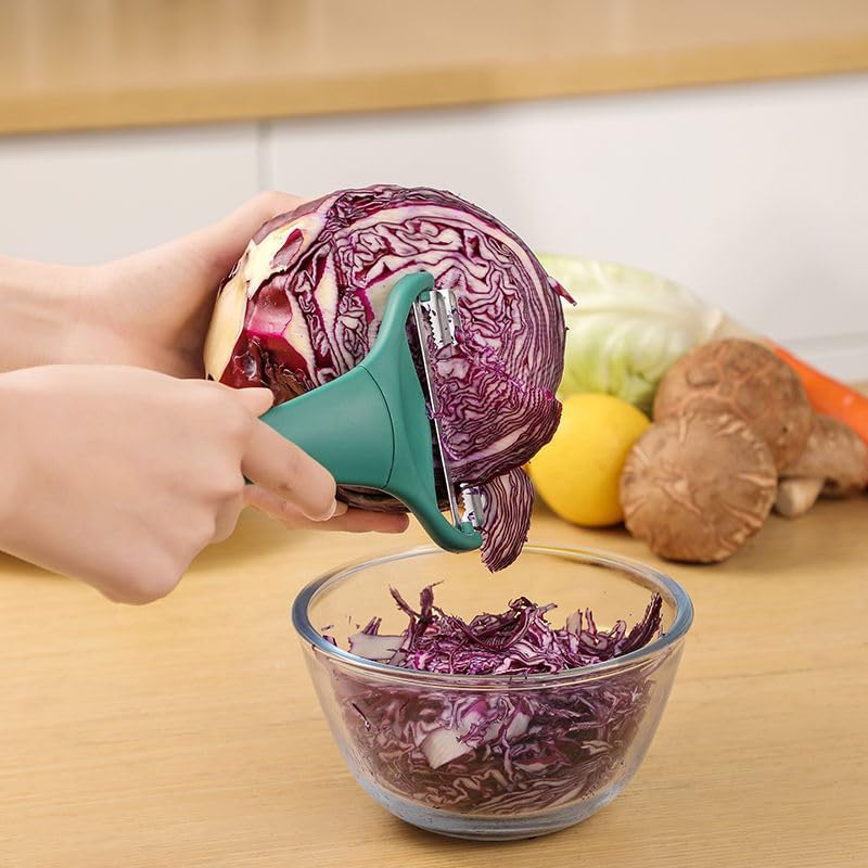 2Pcs Cabbage Peeler, Shredder Vegetable Peeler, Cabbage Shredder, Stainless Steel Sharp Blade, Non-Slip Hand Guard Design, Suitable for Cabbage, Purple Cabbage and Other Vegetables, Dark Green