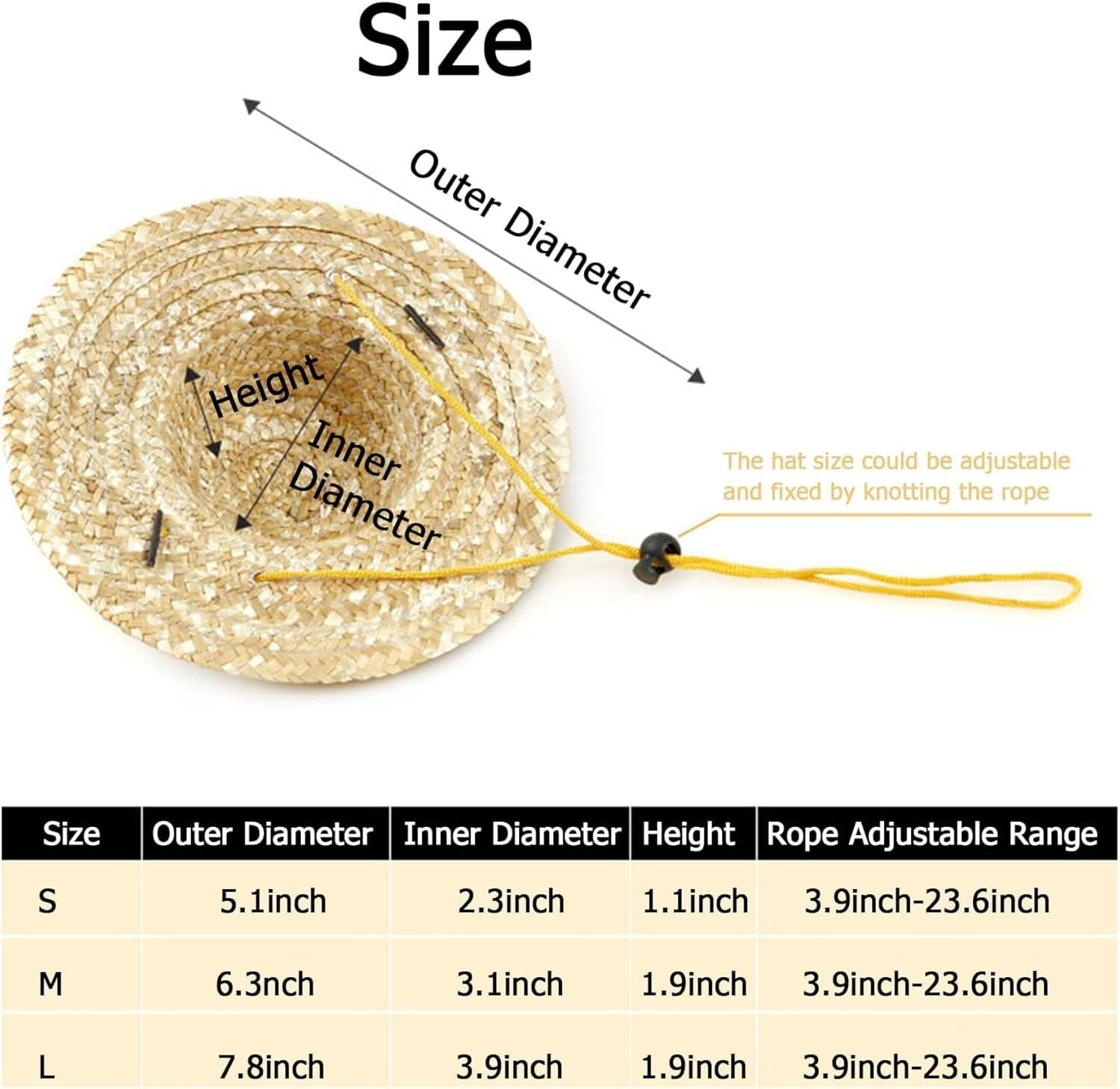 3 Packs Dog Straw Sombrero Hat with Funny Propeller,Summer Pet Sun Cap,Party Halloween Hat Costume for Small Medium Large Dogs,Dog Hair Accessories (Style1, L) image number 1