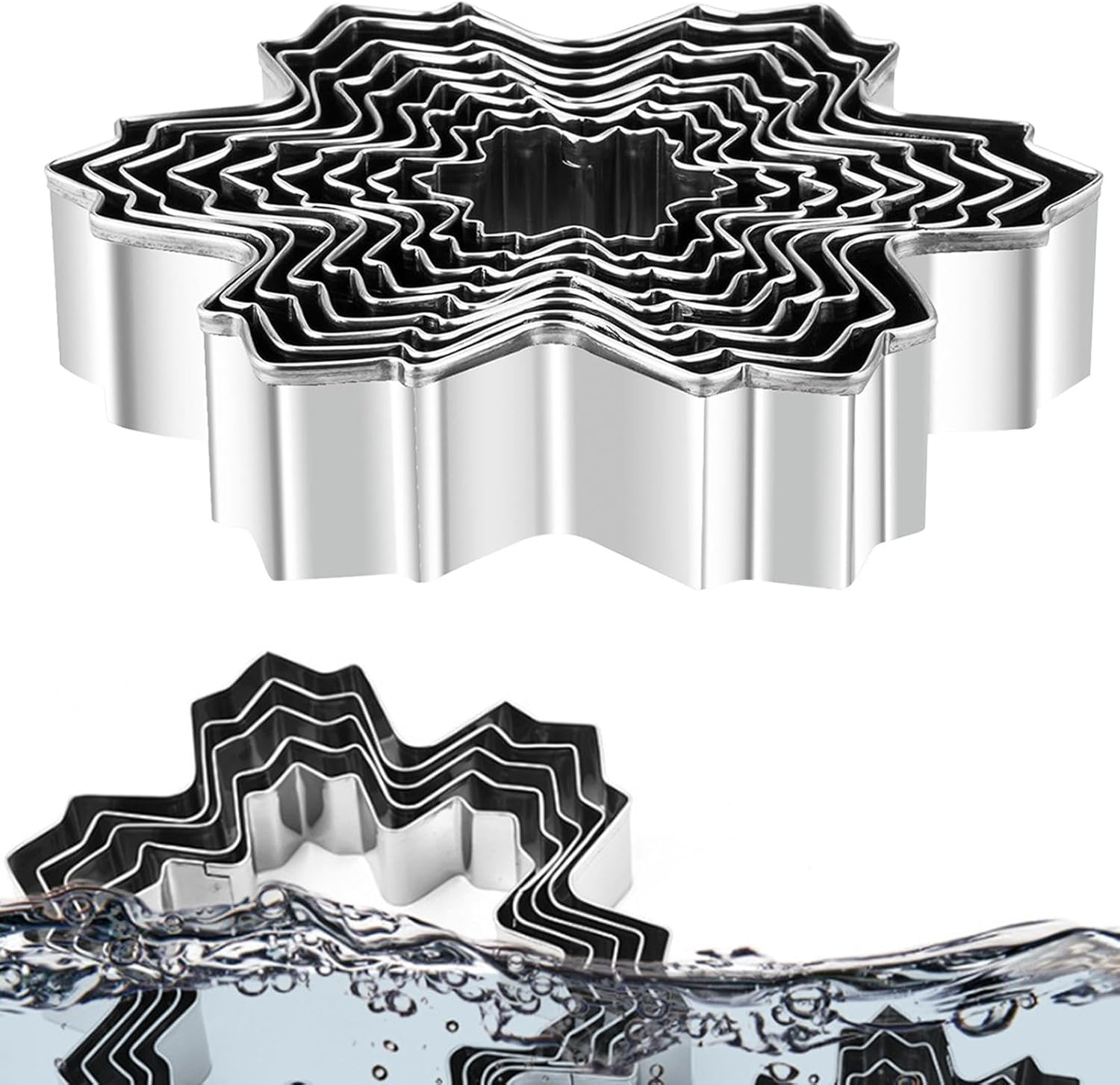 Christmas Cookie Mold - Baking Molds Cookie Cutter,9X Holiday Cookie Baking Tools, Snowflake Cookie Shaper, Stainless Steel for Homemade Baking image number 3