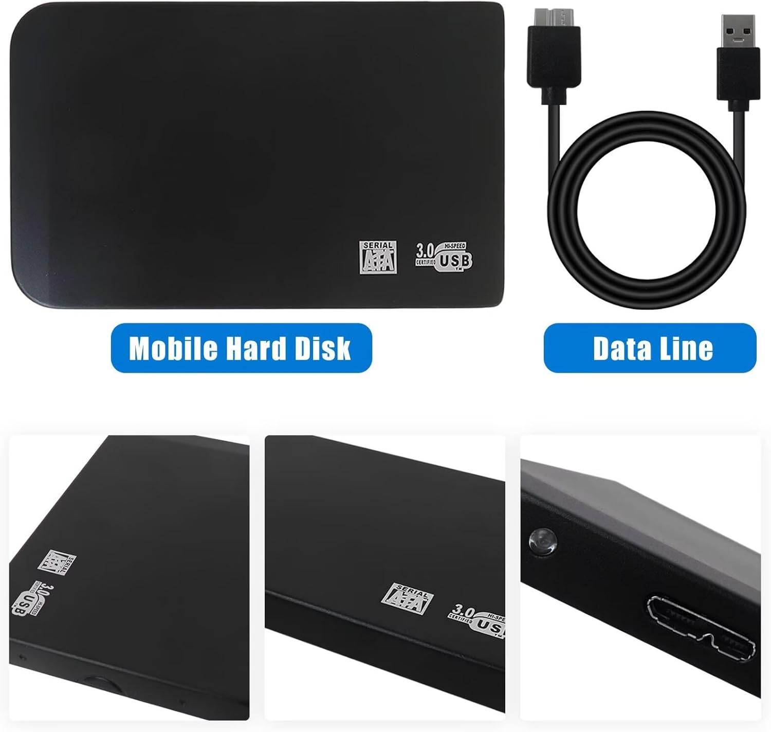 Portable USB 3.0 External Hard Drive Expansion HDD, 500GB, Compatible for Windows 7, 8, 10, 11 Systems