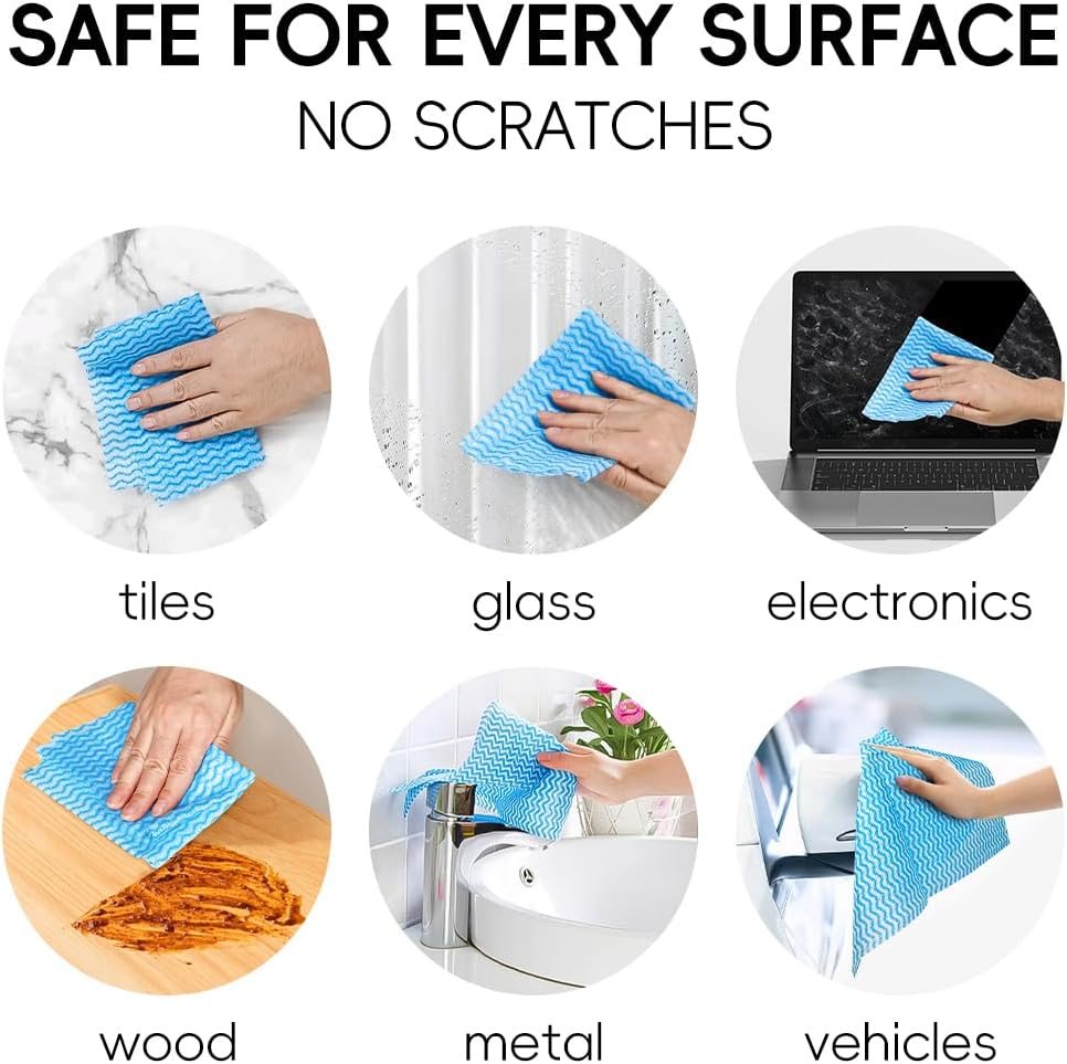 JEBBLAS Reusable Cleaning Wipe, Household & Kitchen Towels,Disposable Cleaning Cloth, Dish Cloth Dish Towels Dish Rags Reusable Kitchen Paper Towels, Wash Towels 2 Rolls, 100 Sheets per Roll, Total 200 Sheets image number 2