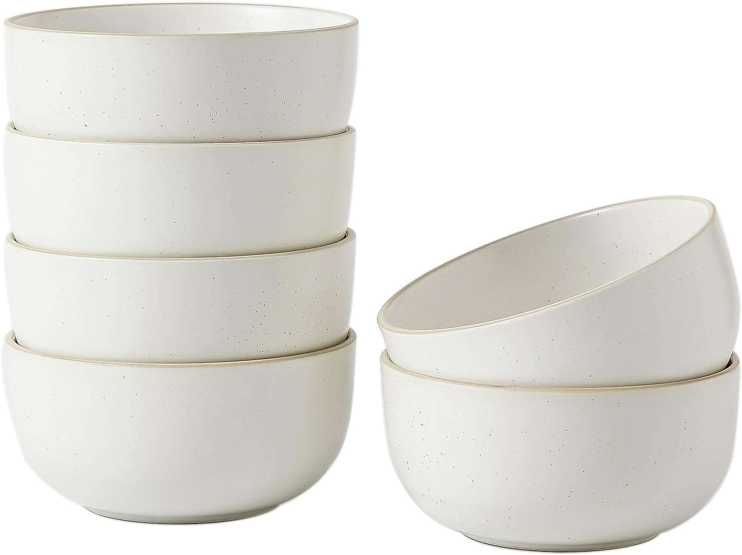 S&Q'S Ceramics Ceramic Small Bowls for Kitchen, Set of 6, 10 Ounces Small Ceramic Bowls for Condiments, Dipping, Side Dishes (Glazed Matte Off-White), (TSW) image number 2