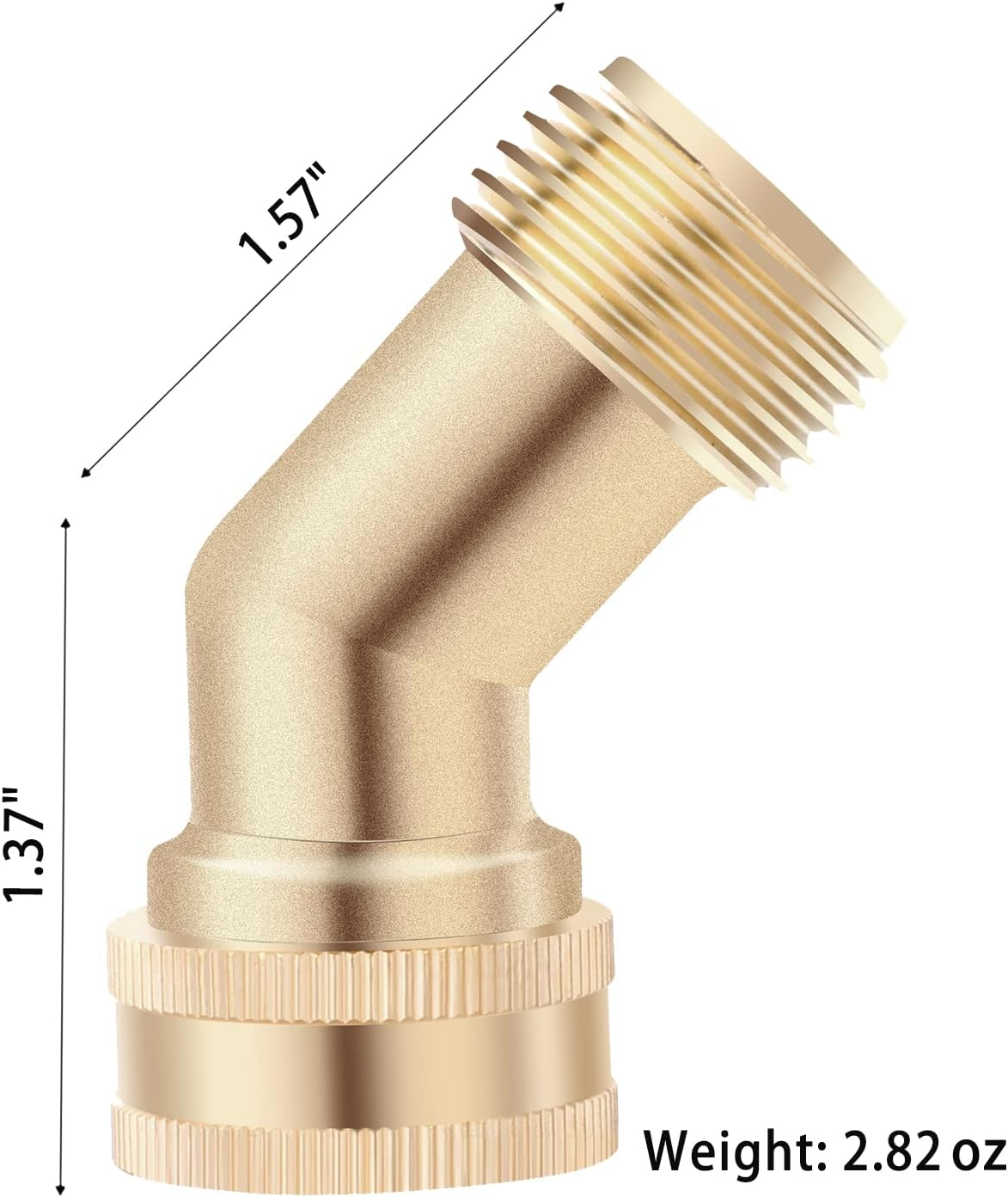 45 Degree Garden Hose Elbow, Eliminates Stress and Strain on RV Water Intake Hose Fittings, 3/4" GHT and Solid Brass, 2 Pack image number 1