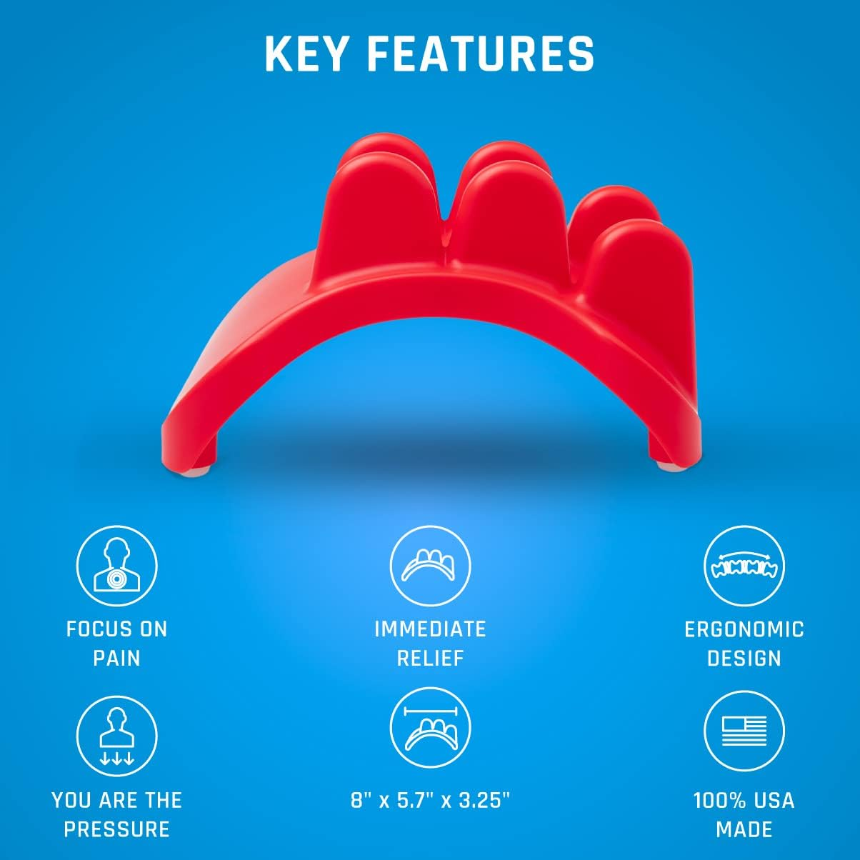 PSO NECK Muscle Release Tool and Neck Massager - Neck Tension Reliever and Personal Self Massager - Sunset Red - Ocean Blue image number 3