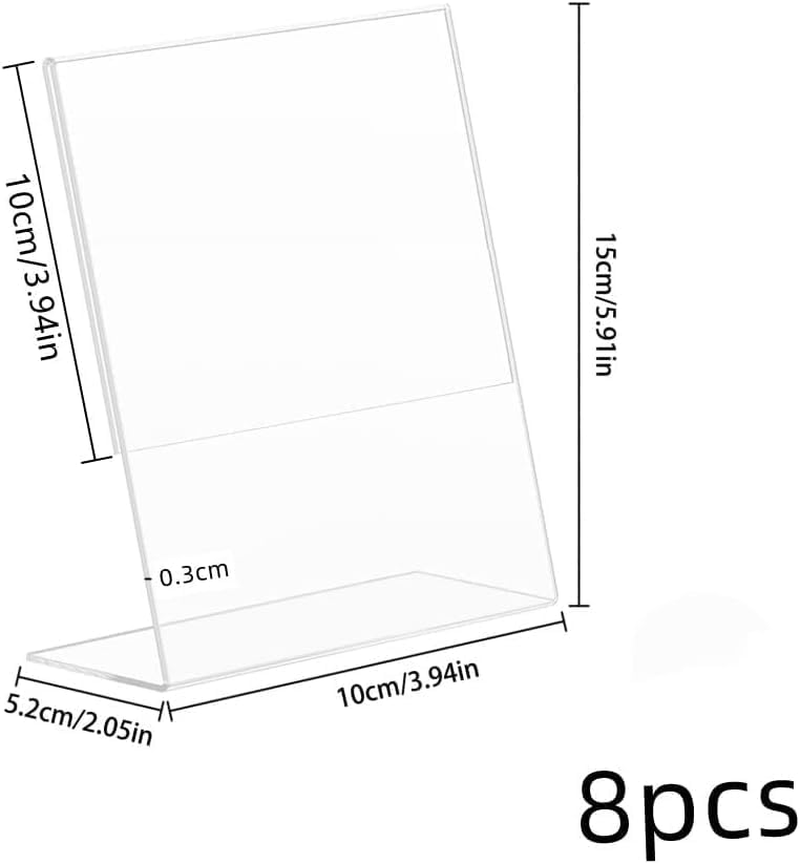 Naisfei 8 Pack Acrylic Sign Holder, A6 Plastic Flyer Display Holder, Slant Back Clear Paper, Document Menu Table Transparent Stand for Restaurants Hotels Menu Stores Office