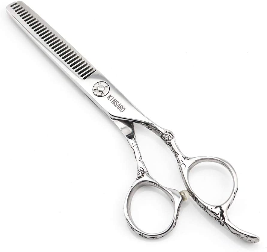 Hair Scissors 6 Inch Professional Barber Scissors Hair Thinning Scissors Thinning Shears 440C Barber Shears 30 Teeth Rose Handle Kinsaro image number 6