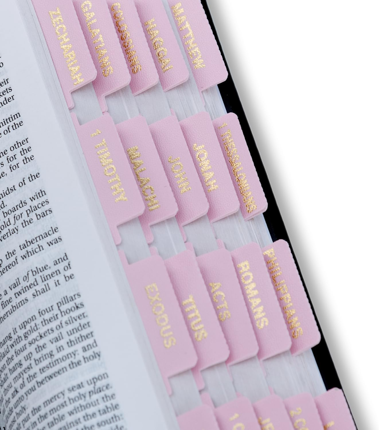 Leather Bible Tabs, Prefdo Bible Index Tabs for Study Bible, Bible Tabs for Women and Men, 66 Book Tabs for Old and New Testament & 6 Blank, Christian Gift (Pink) image number 4