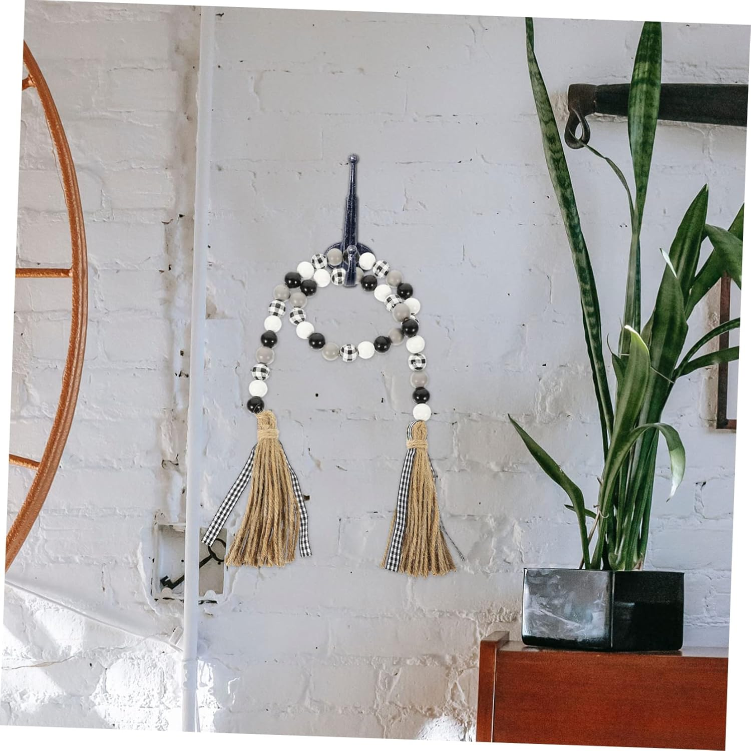 Wooden Beads Tassel Pendant Vintage Hanging Beaded Decoration Chic Party DIY Beaded Pendant for Indoor and Outdoor Decor image number 6