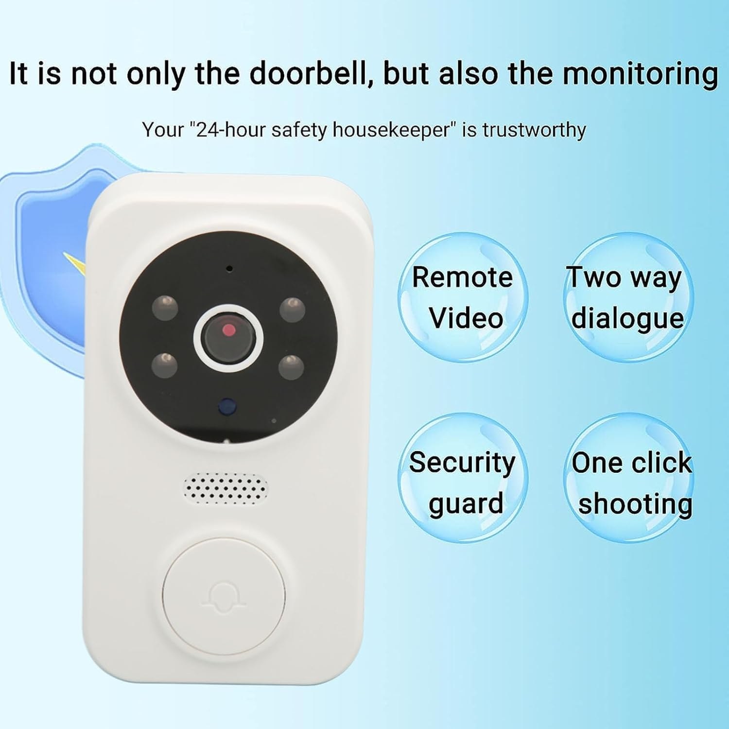 Video Doorbell 2.4G Wifi Wireless Doorbell Camera with Chime, HD Night Vision 2 Way Audio, Motion Detection, IP65 Waterproof, Rechargeable Battery Smart Home Security Camera System image number 3