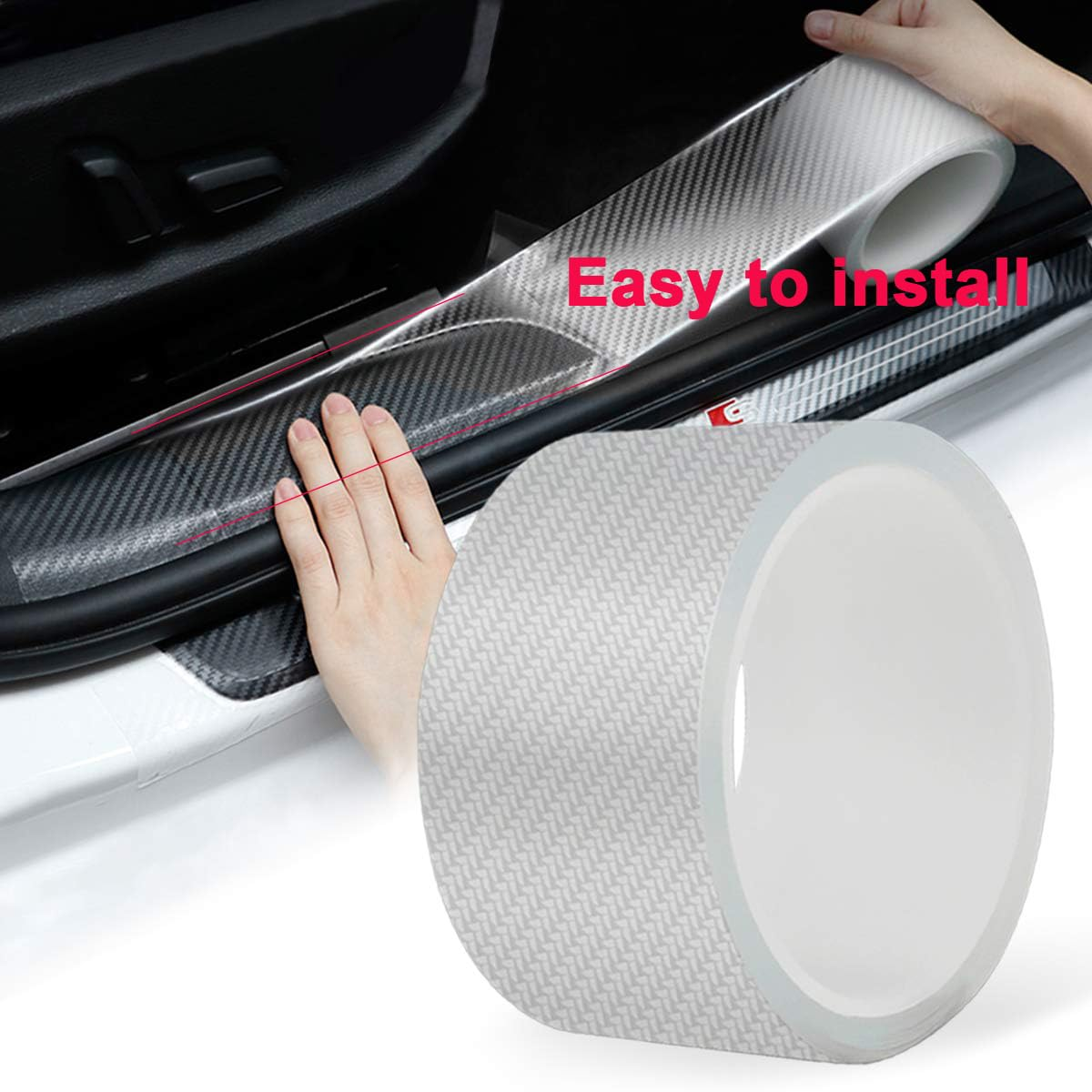 Car Door Sill Protector Bumper, Car Door Protector 3D Carbon Fiber Car Wrap Film Vinyl Automotive Wrap Film Car Door Sill Protection Car Door Edge Guards Strip Anti-Collision Fits image number 5