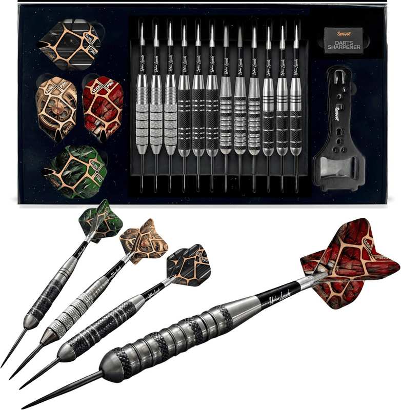 Ignatgames Premium Steel Tip Darts &ndash; 3/6/12 Pack Brass Barrels with Aluminum Shafts, 16 Glidexpro Flight Set, Tool Kit & Giftable Case