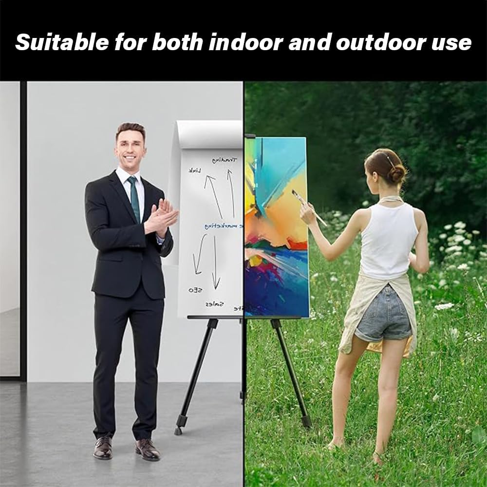 Art Painting Easel, Aluminum Alloy Portable Telescopic Painting Stand, Adjustable Foldable Tripod for Painting Canvas, Suitable for Tabletop, Floor Painting and Advertising Display. (Black) image number 2
