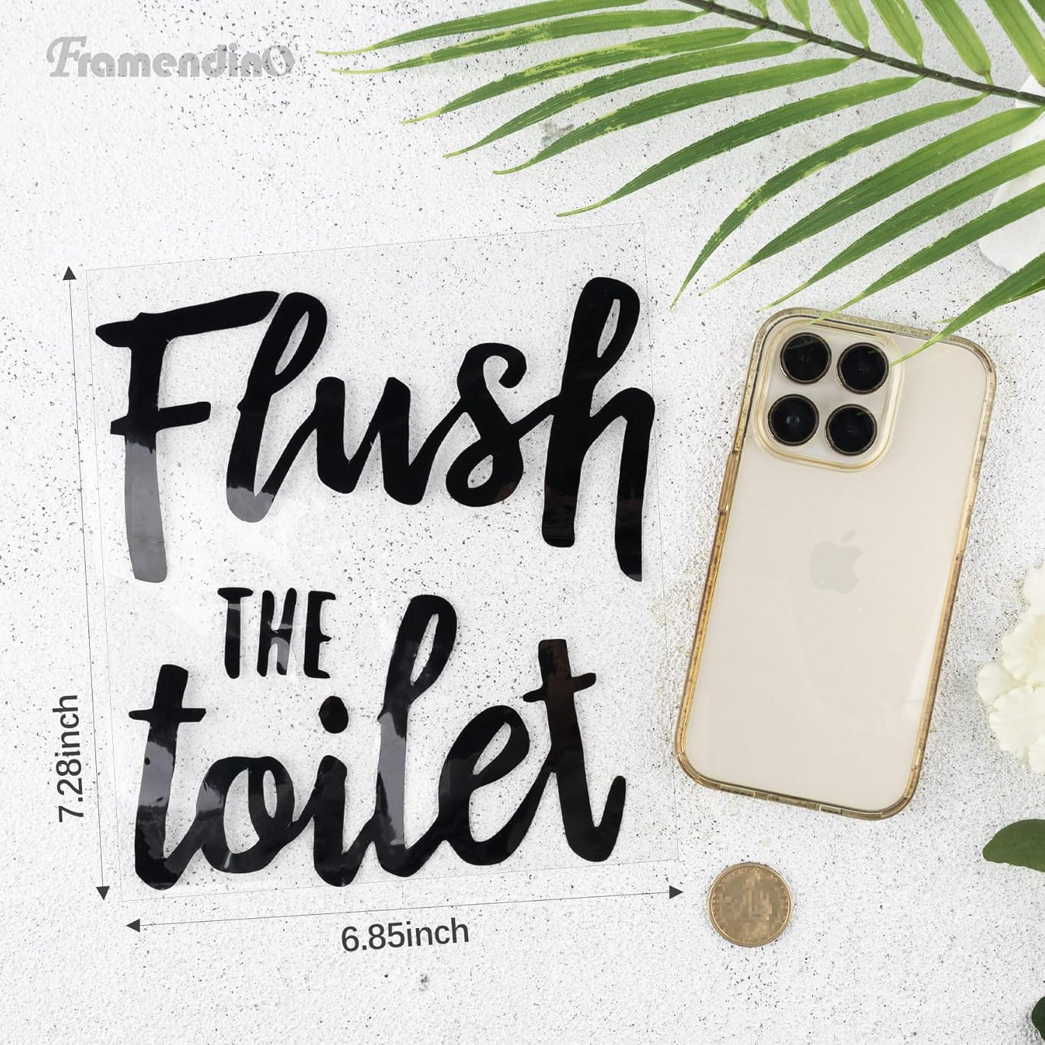 Framendino, 4 Pack Funny Toilet Seat Stickers Flush and Close Lid Decals Sign for Home Bathroom image number 6