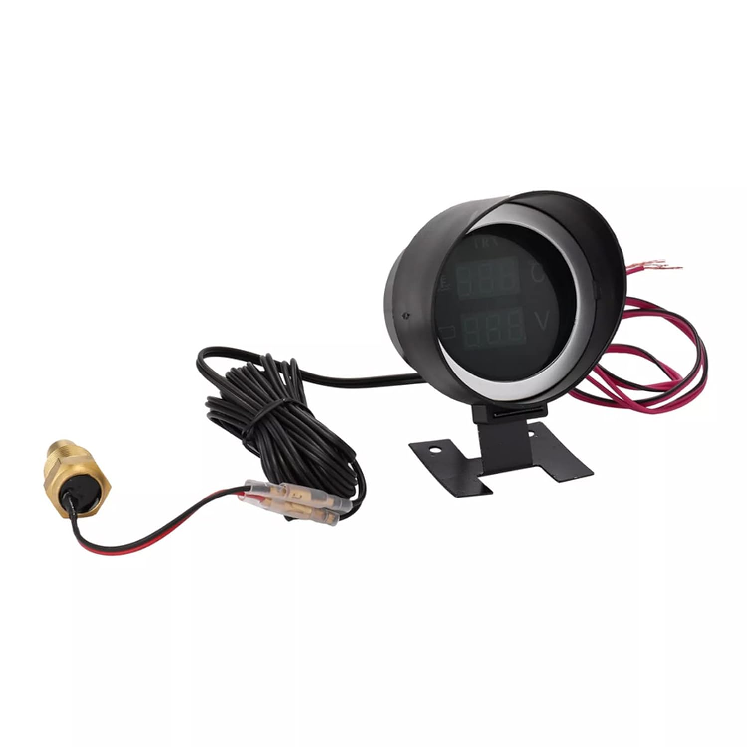 Car Water Temperature Gauge, 2 in 1 Leds Digital Car Truck Water Temp Gauge Temperature Sensor Temperatura Moto + Voltmeter Volt Voltage Meter 12V/24V image number 2